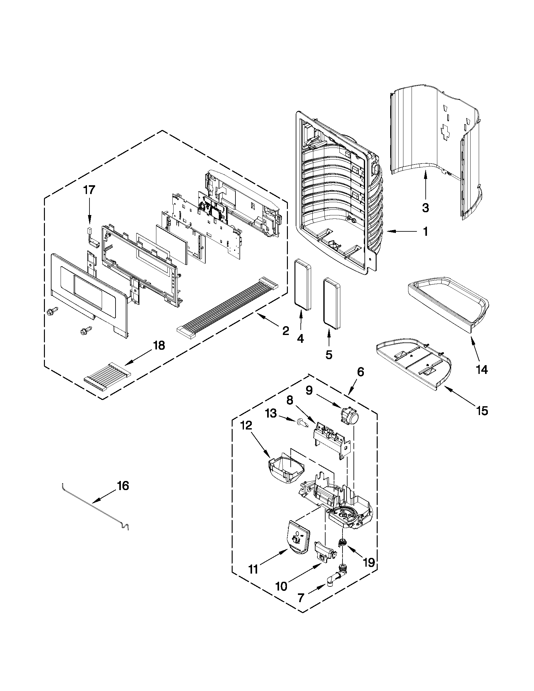Whirlpool GI7FVCXWQ03 dispenser front parts diagram