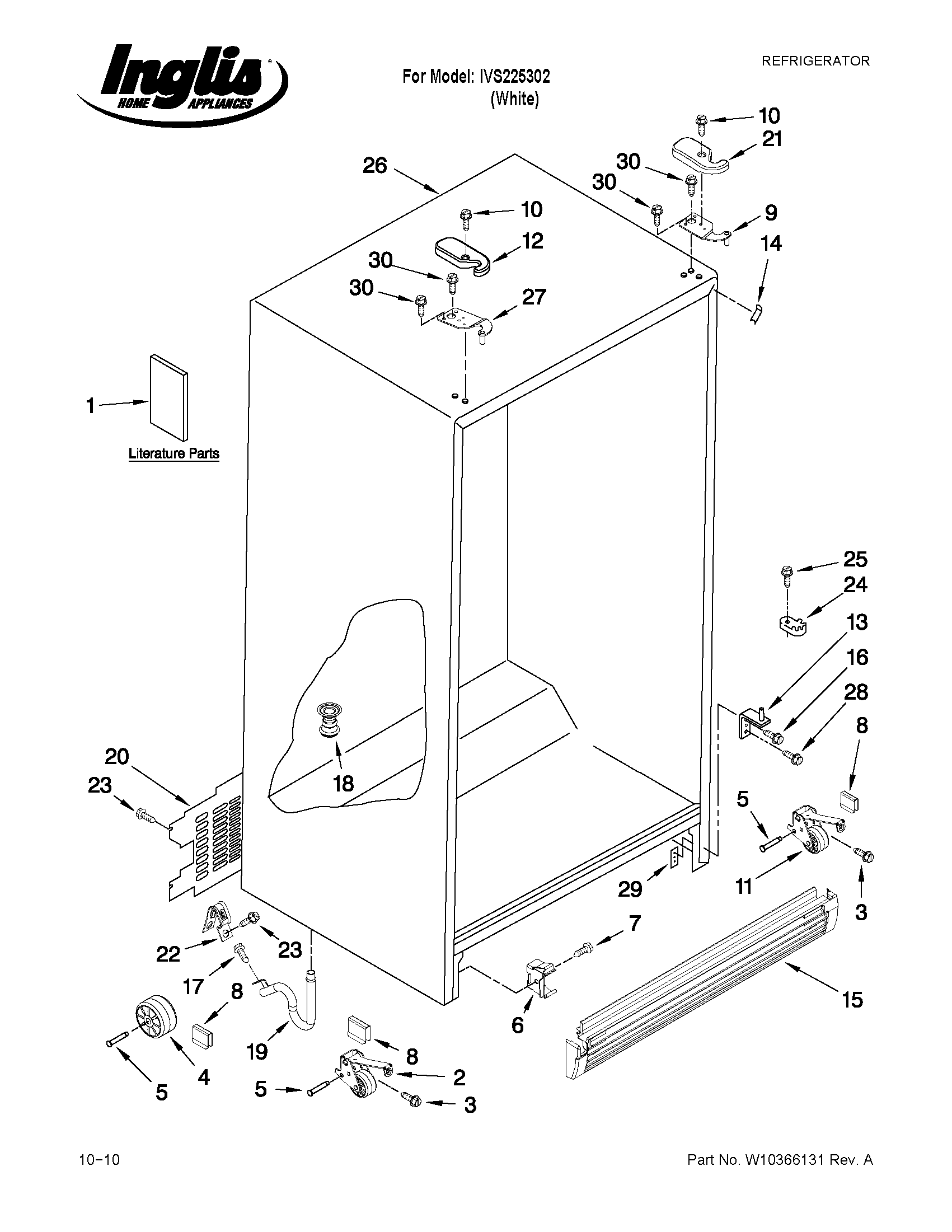 Inglis IVS225302 cabinet parts diagram