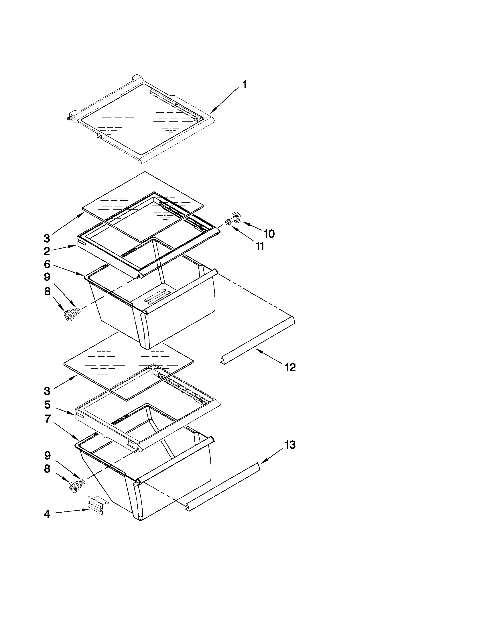 Inglis IVS225302 refrigerator shelf parts diagram
