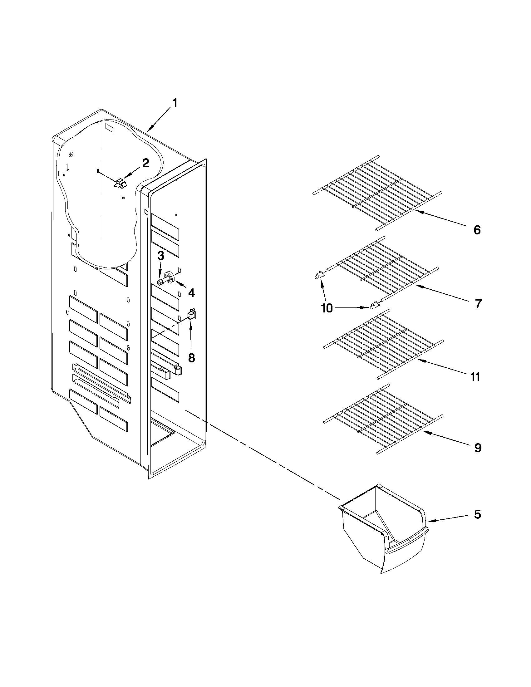 Inglis IVS225302 freezer liner parts diagram