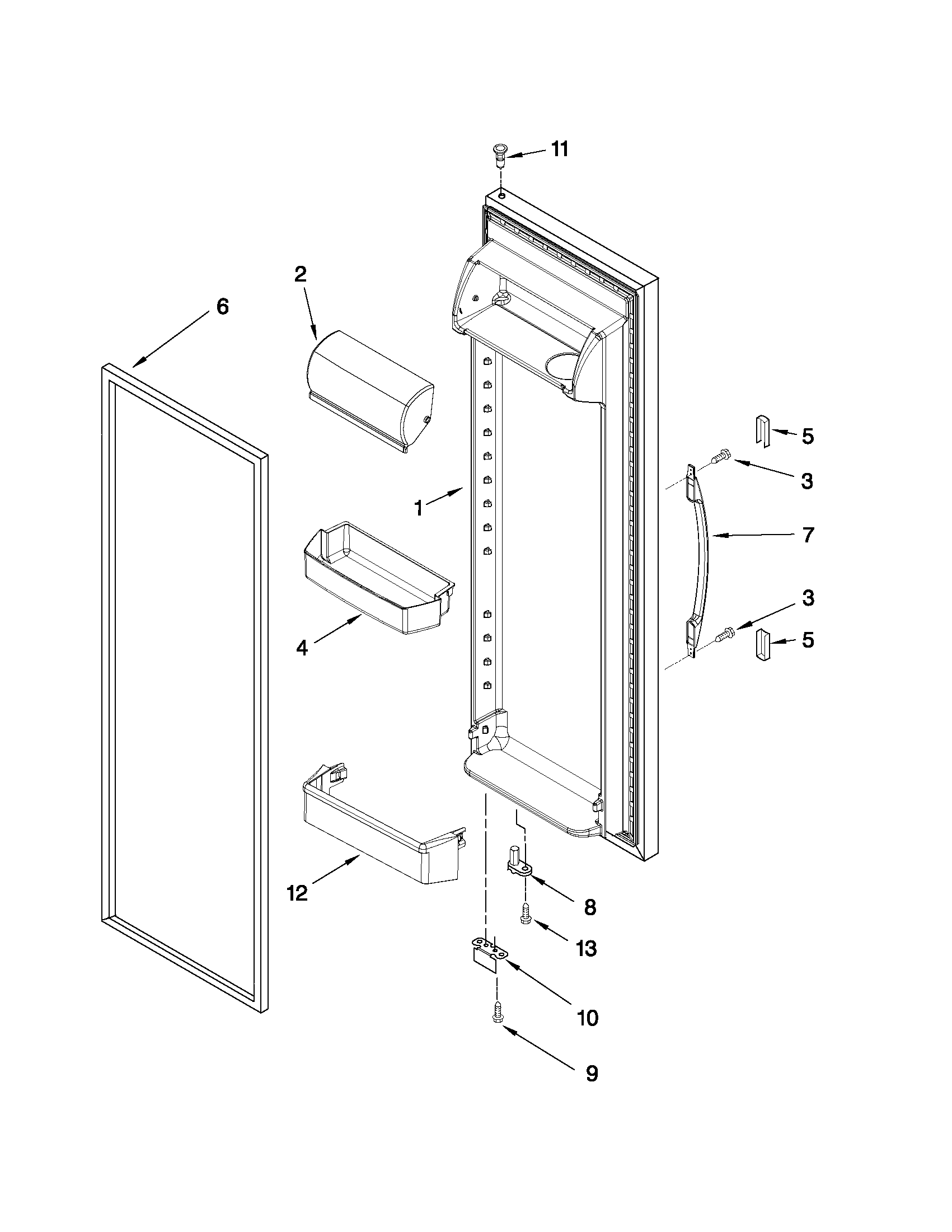 Inglis IVS225302 refrigerator door parts diagram