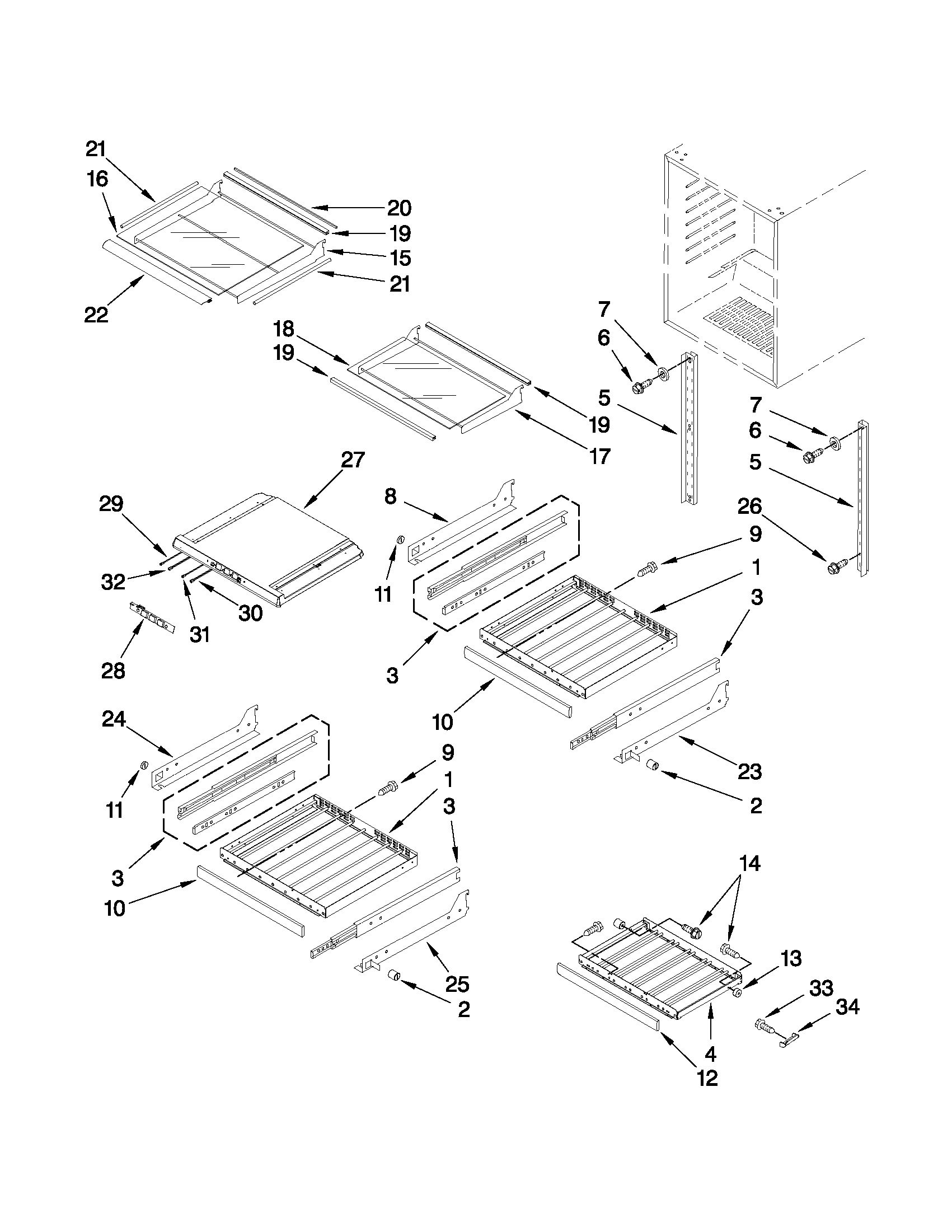 Jenn-Air JUB248RWRS01 shelf parts diagram