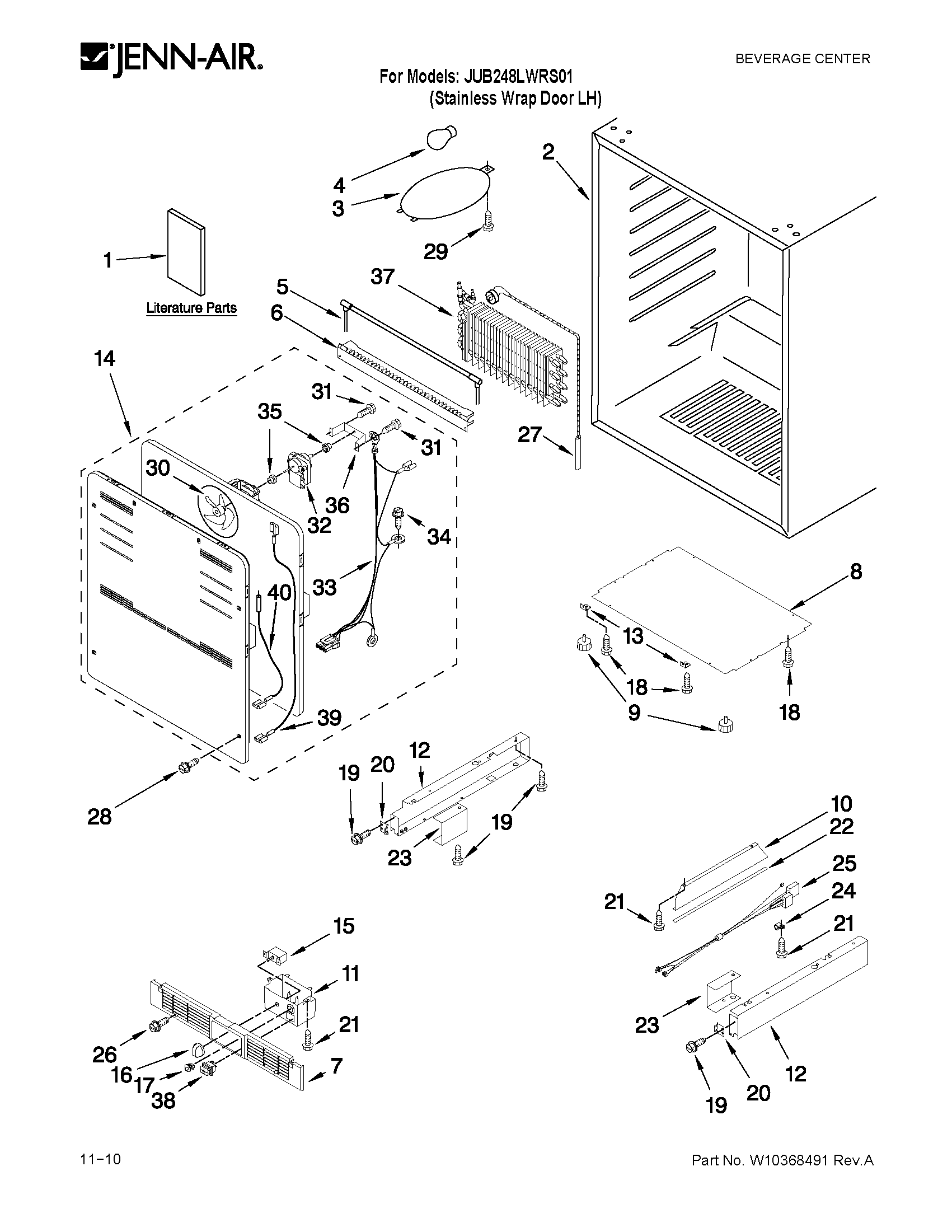Jenn-Air JUB248LWRS01 cabinet parts diagram