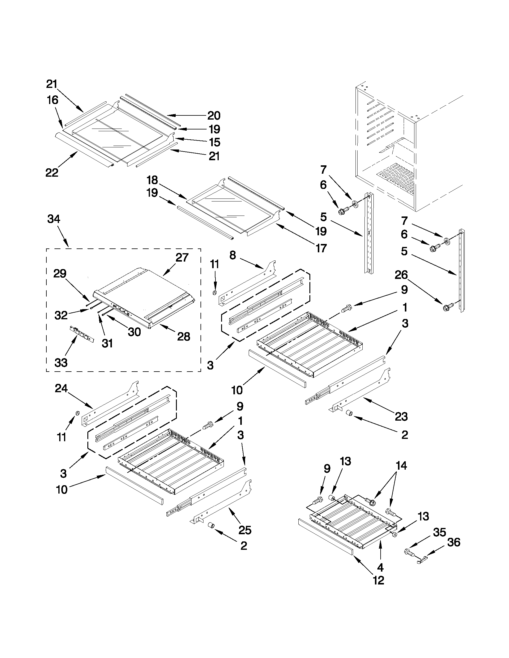 Jenn-Air JUB248LWRS01 shelf parts diagram