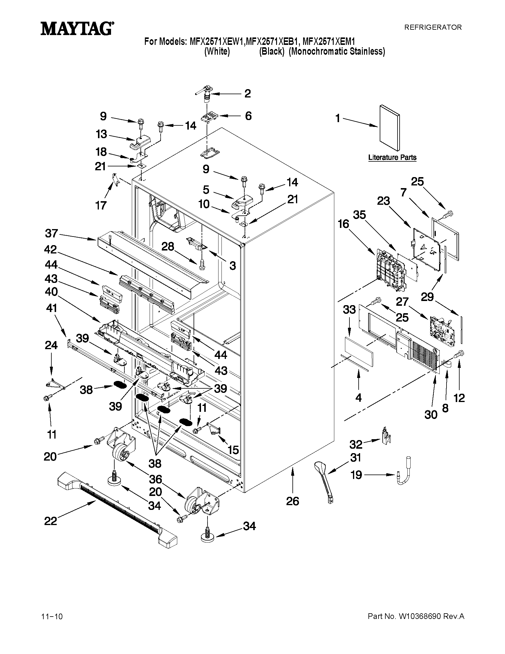Maytag MFX2571XEM1 cabinet parts diagram