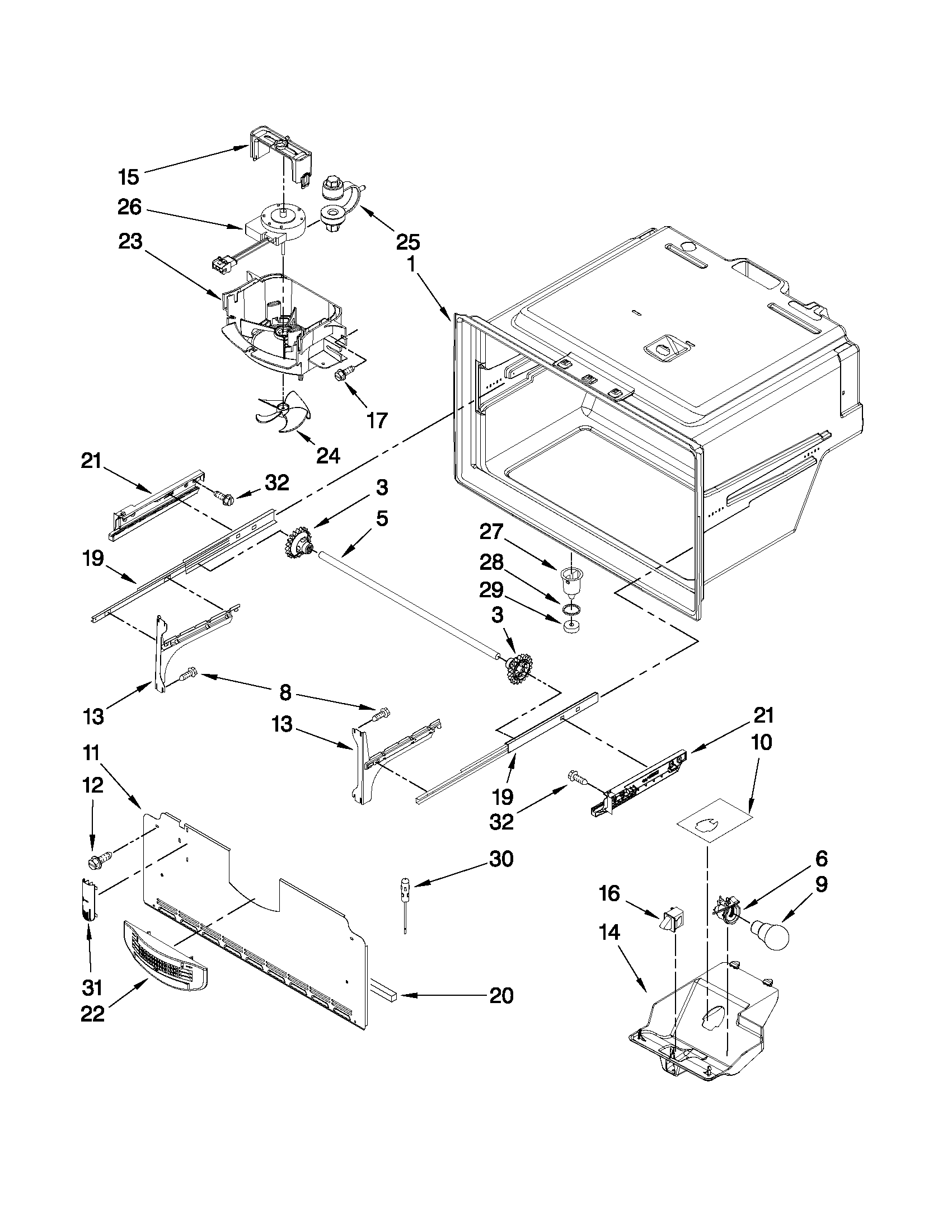 Maytag MFX2571XEM1 freezer liner parts diagram