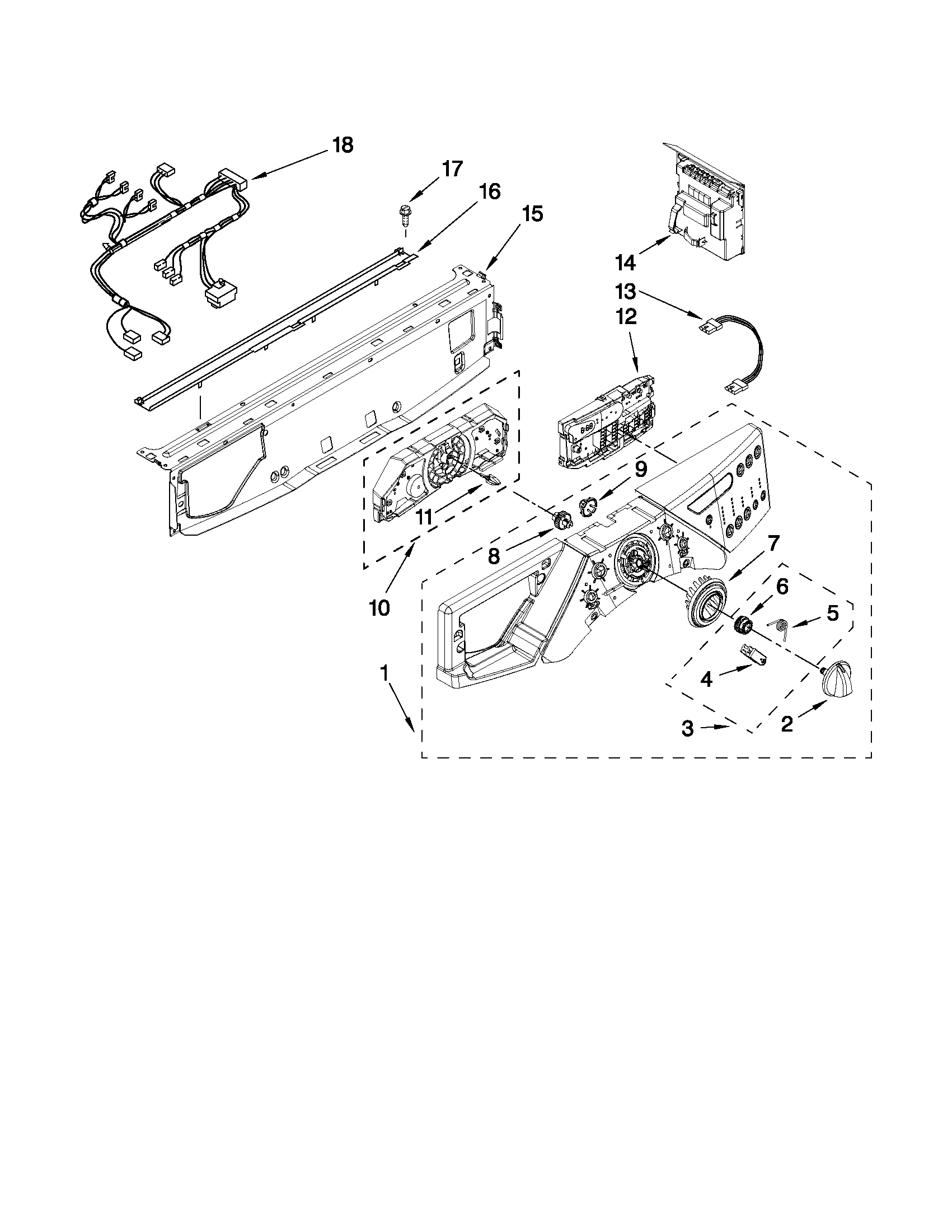Whirlpool WFW9600TC00 control panel parts diagram