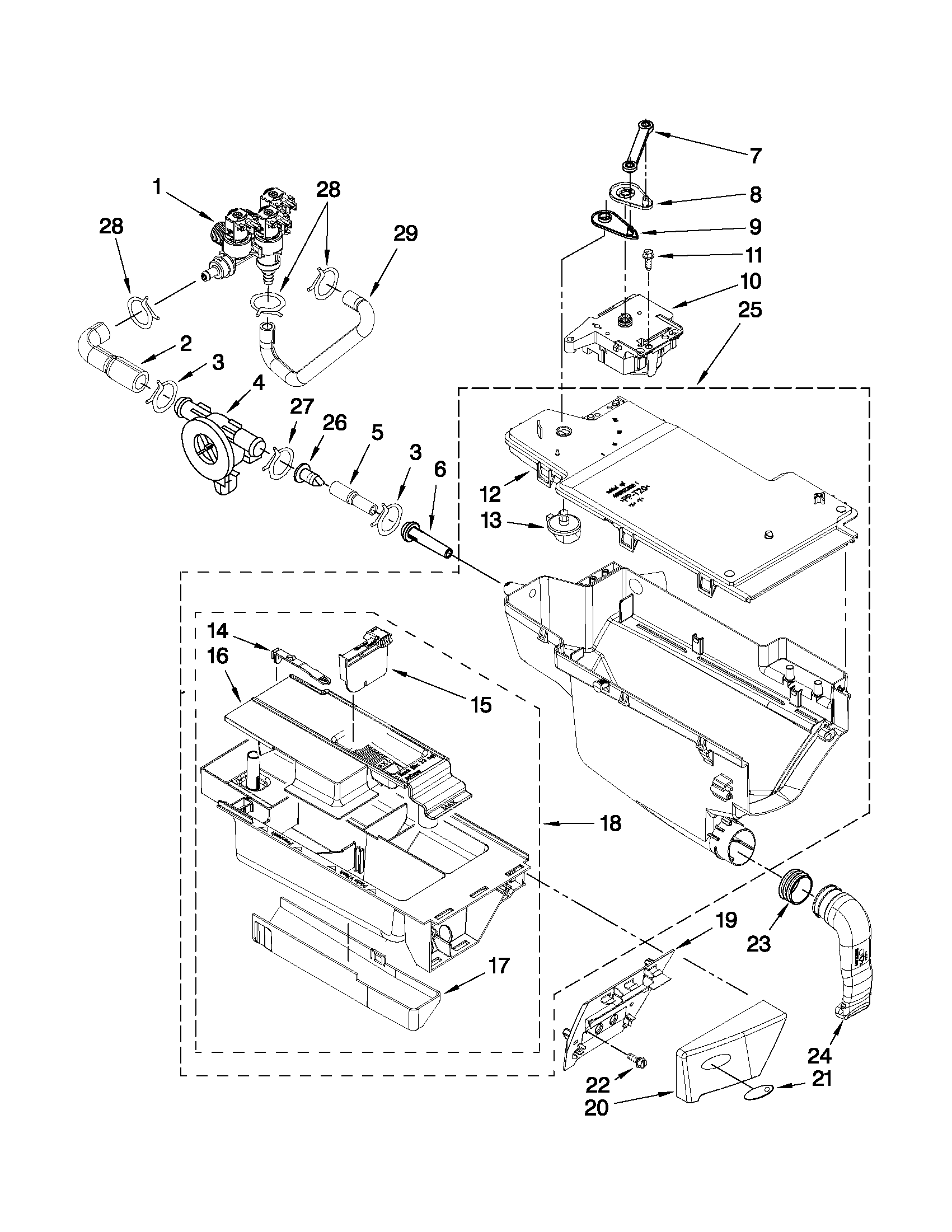 Whirlpool WFW9600TC00 dispenser parts diagram
