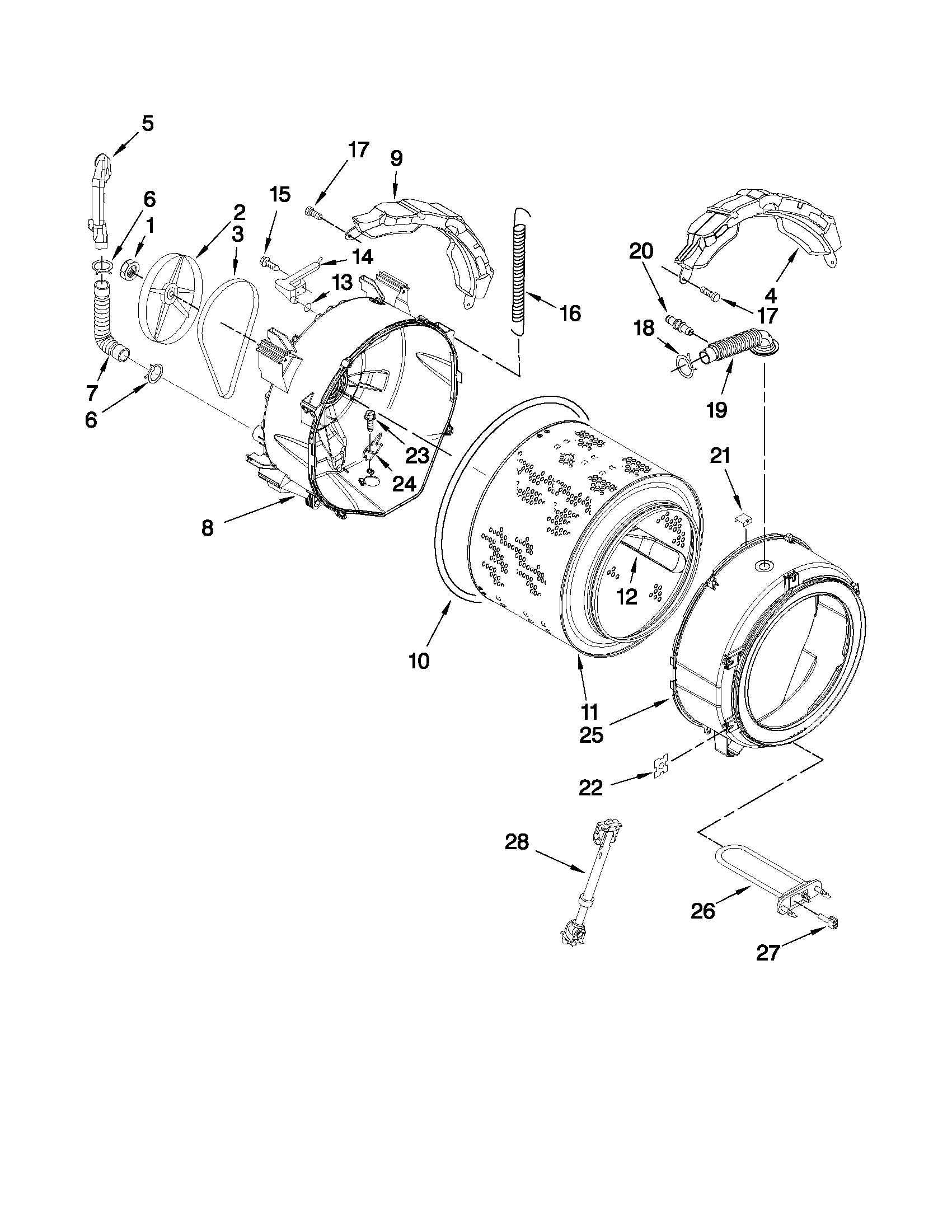 Whirlpool WFW9600TC00 tub and basket parts diagram