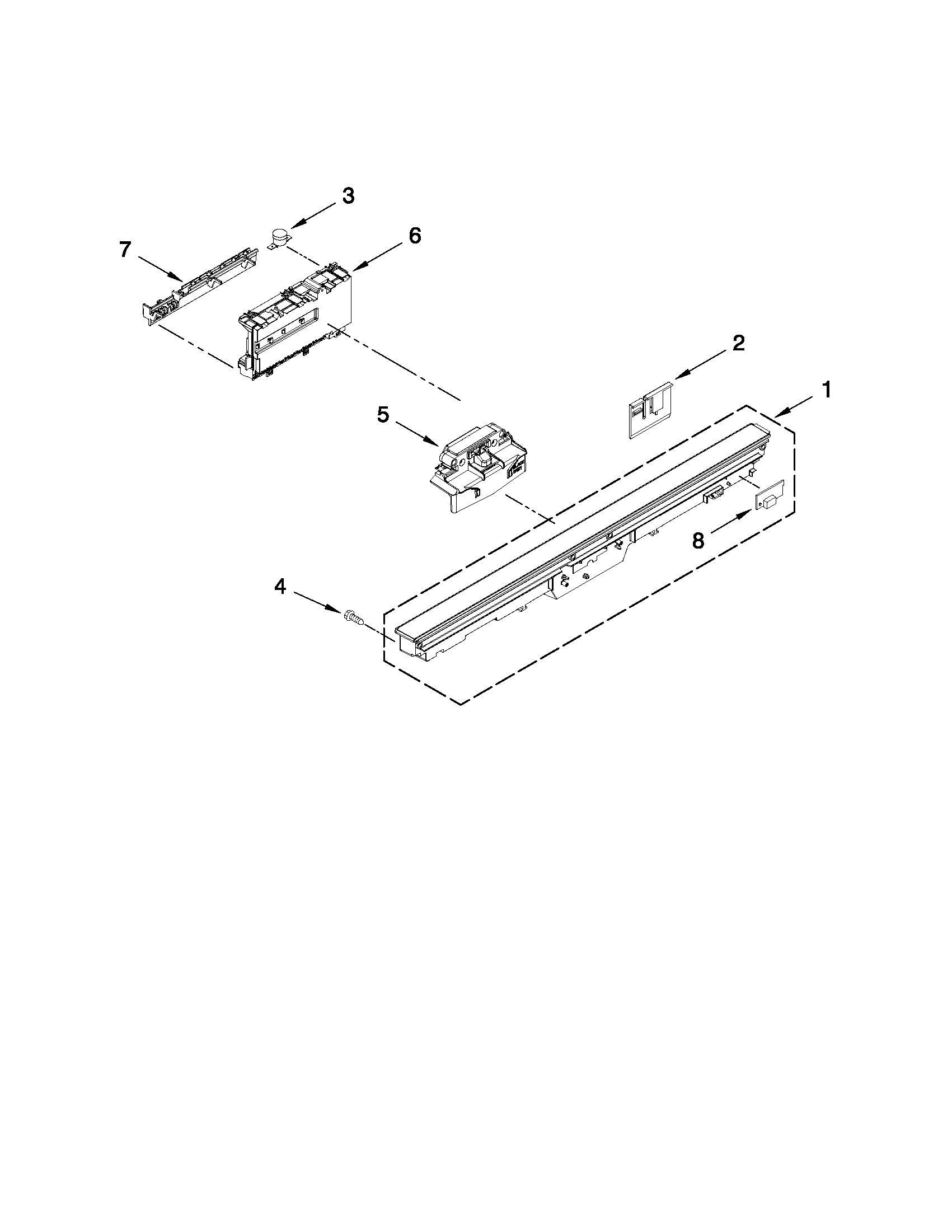 KitchenAid KUDE20FXSS0 control panel and latch parts diagram