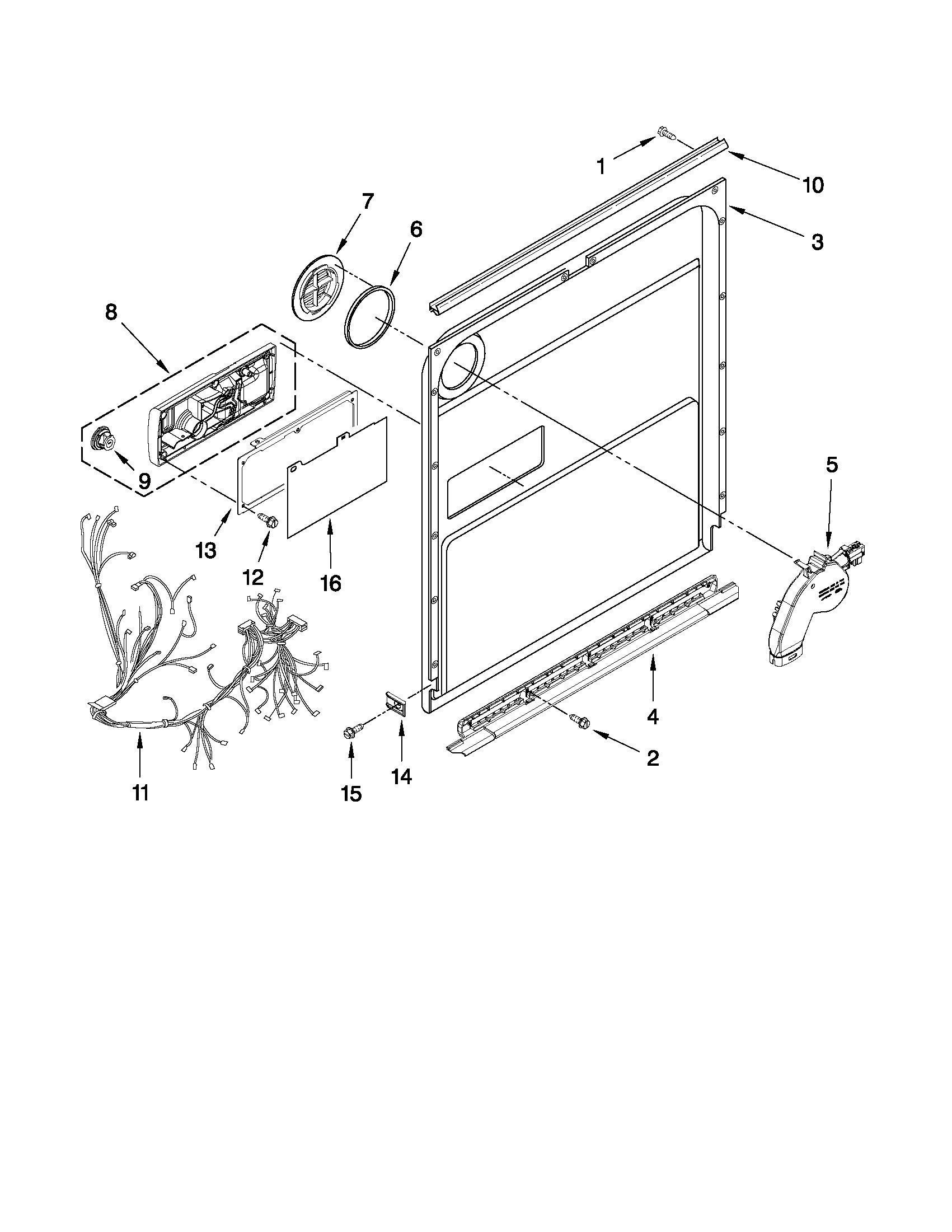 KitchenAid KUDE40FXSS0 inner door parts diagram