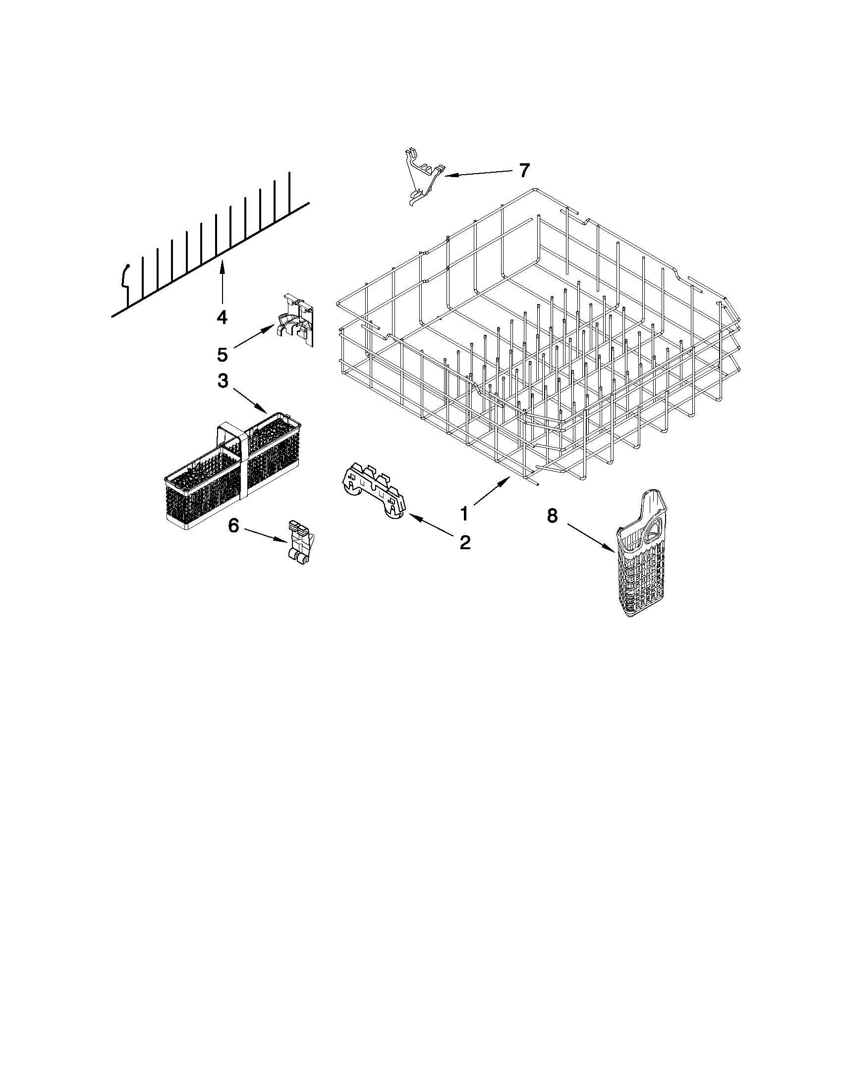 KitchenAid KUDE40FXSS0 lower rack parts diagram