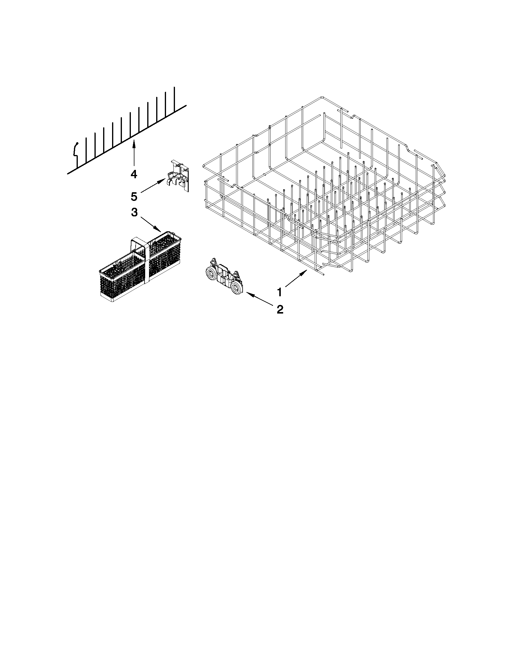KitchenAid KUDE20IXBL0 lower rack parts diagram