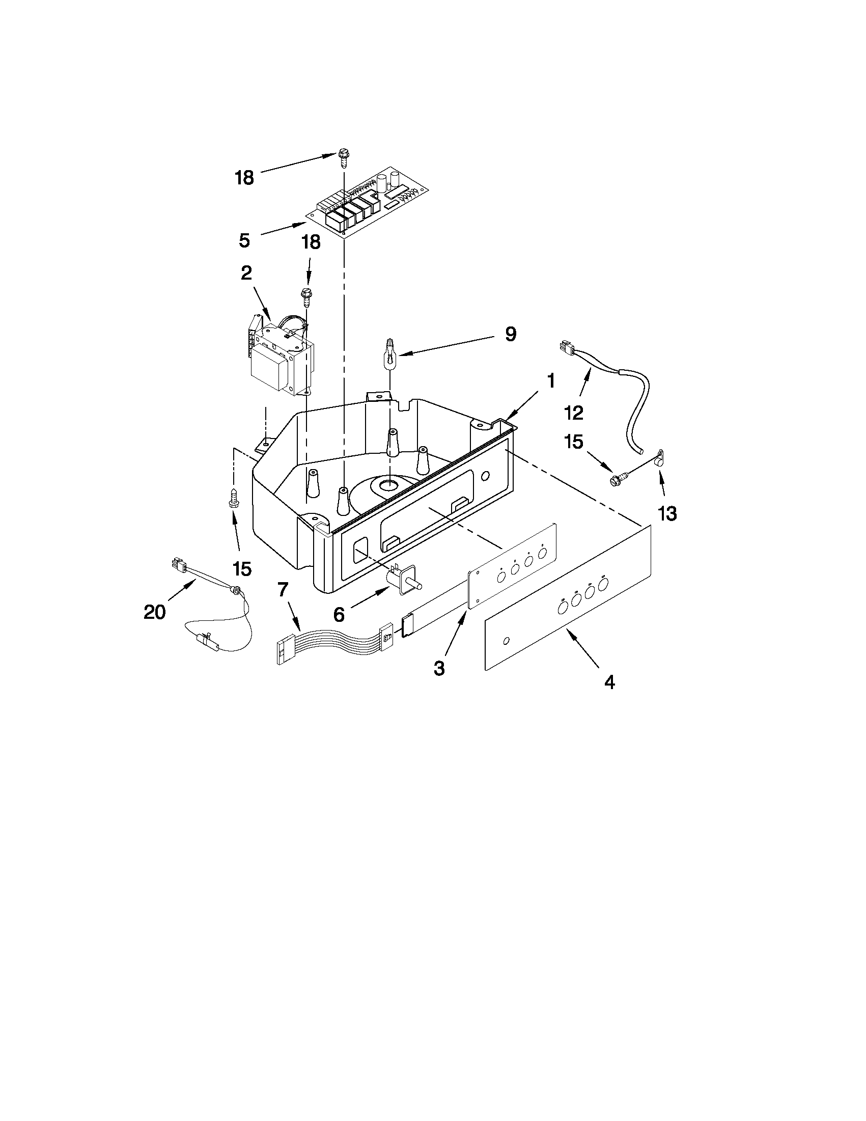 KitchenAid KUIS18PNXB0 control panel parts diagram