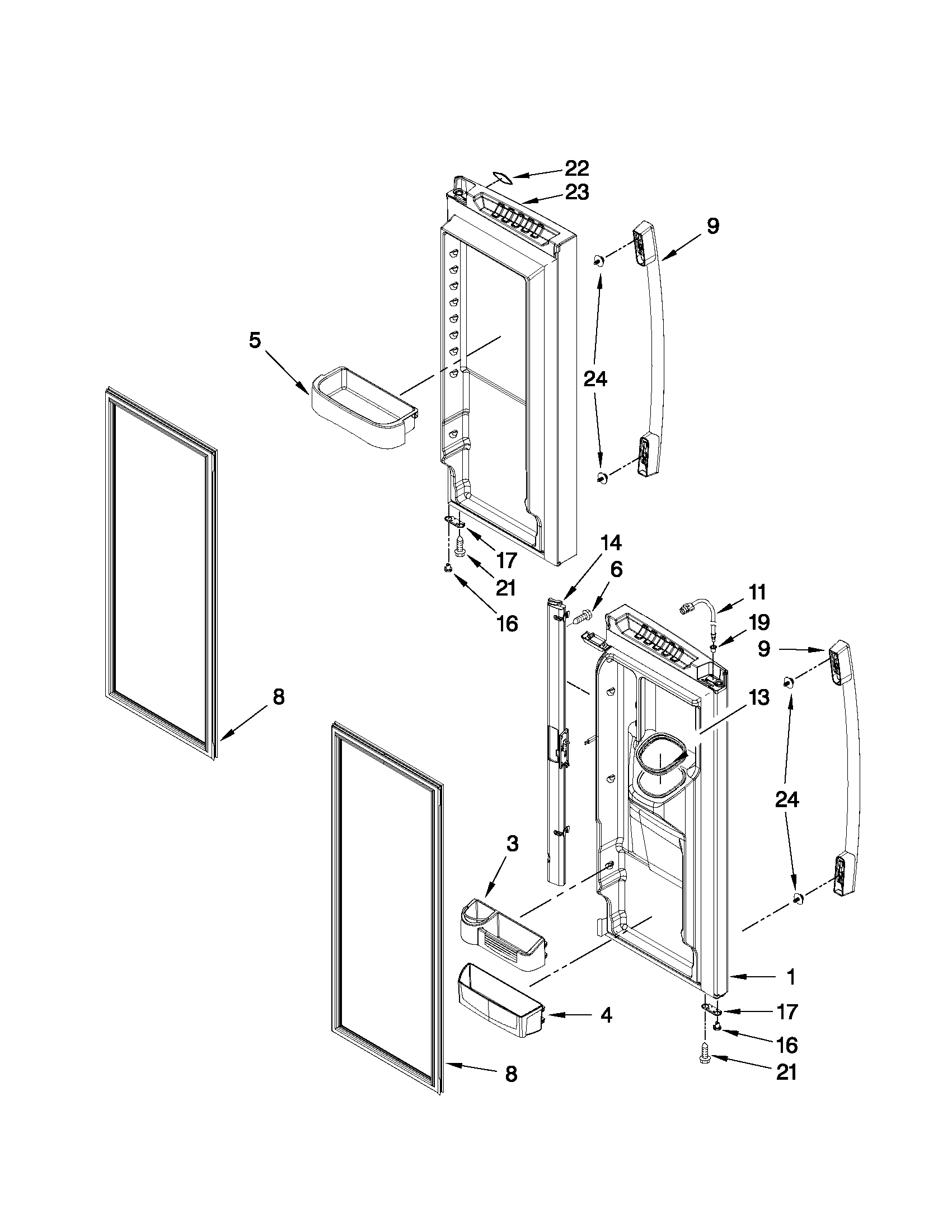 Whirlpool GI6FDRXXQ01 refrigerator door parts diagram