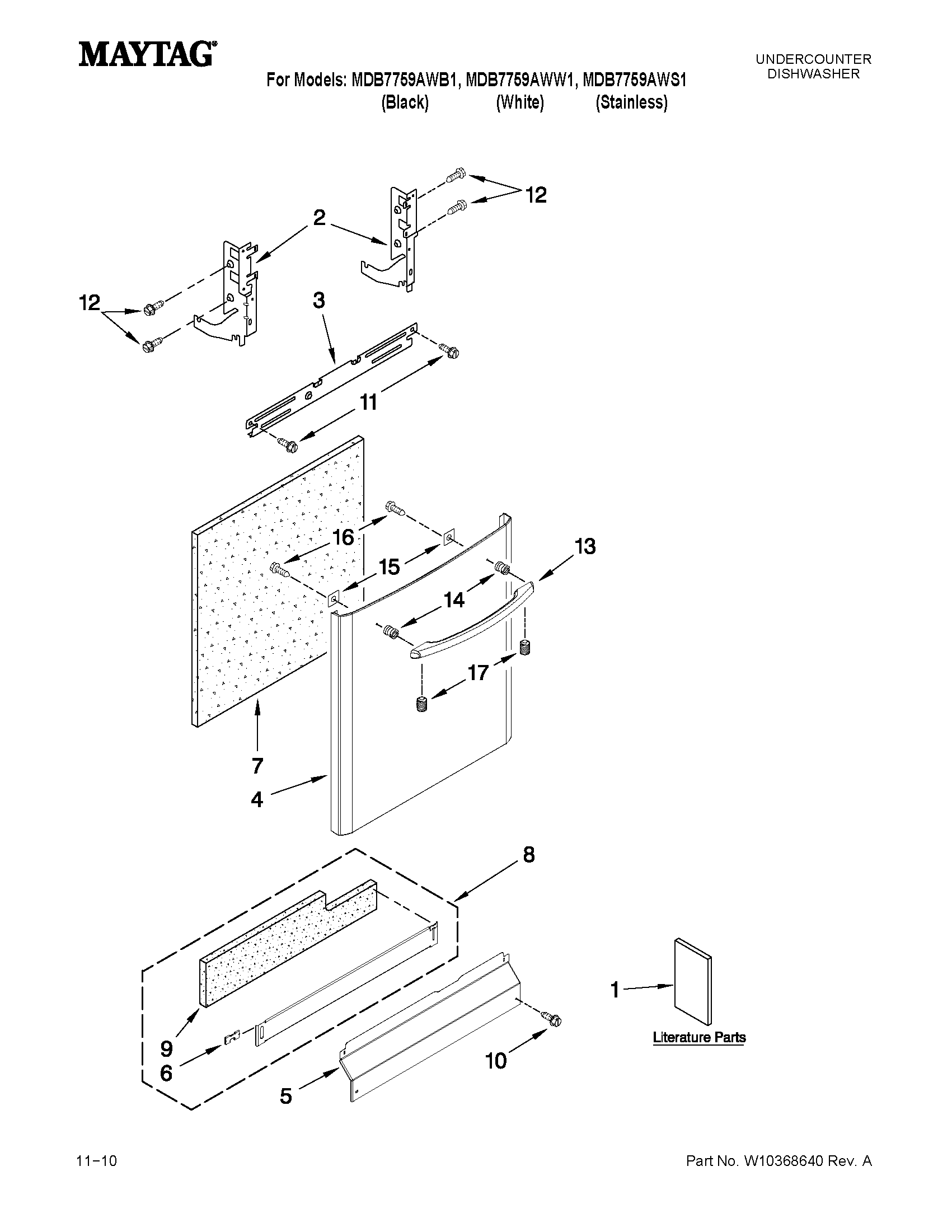 Maytag MDB7759AWB1 door and panel parts diagram