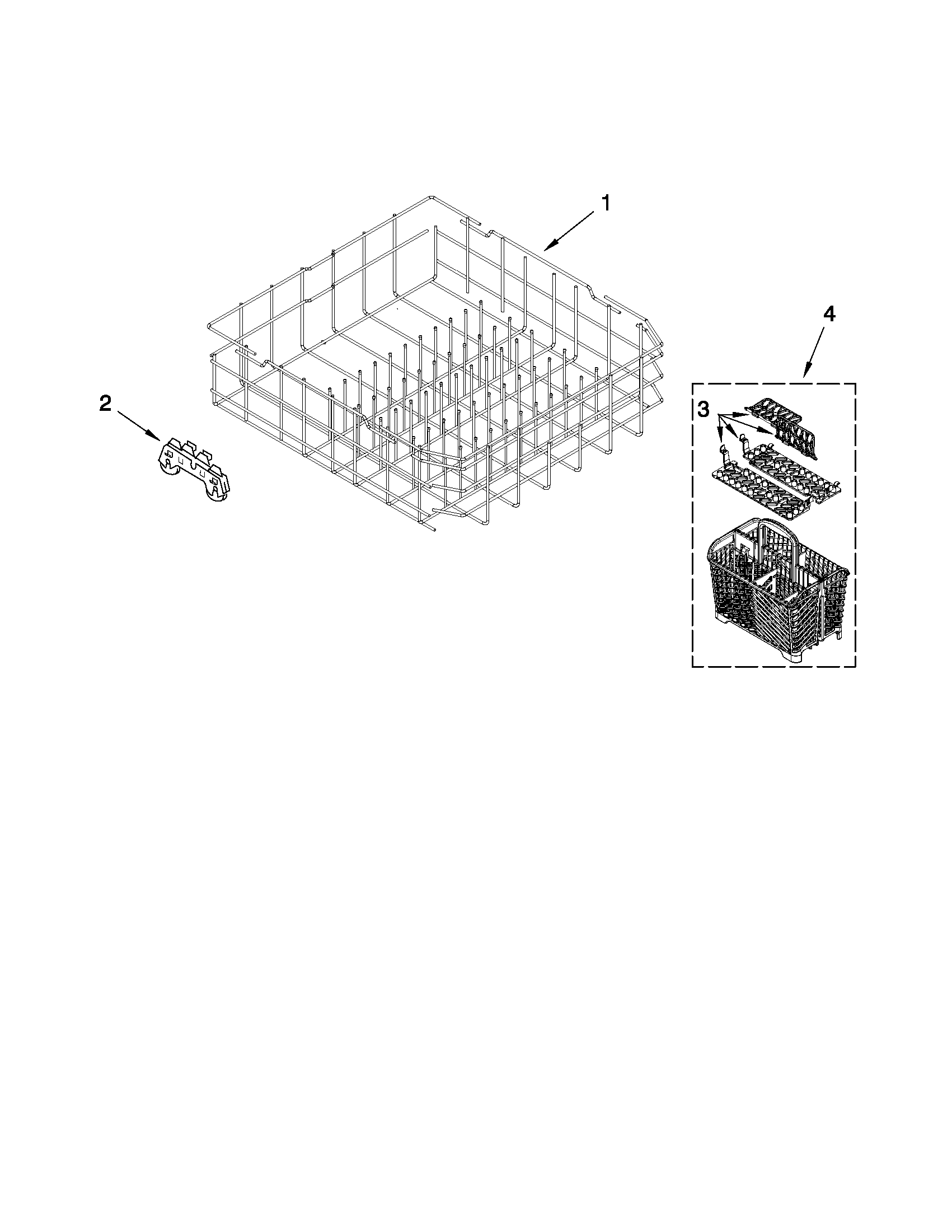 Maytag MDB7759AWB1 lower rack parts diagram