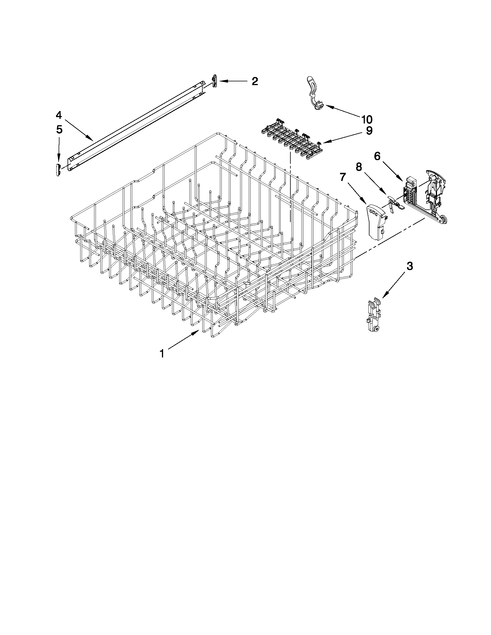 Maytag MDB8959AWS4 upper rack and track parts diagram