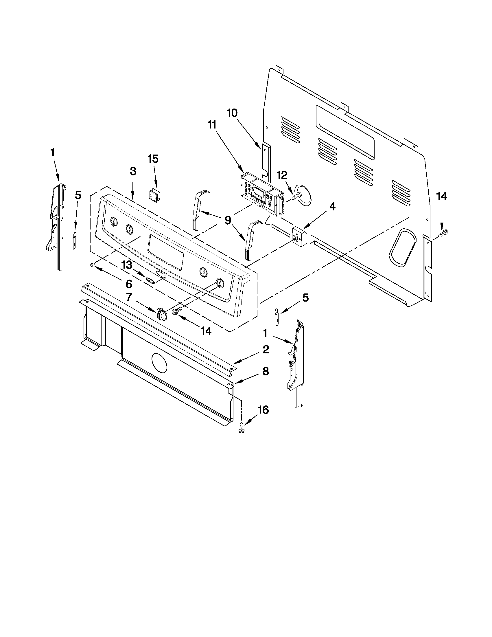 Whirlpool WFE366LVB0 control panel parts diagram