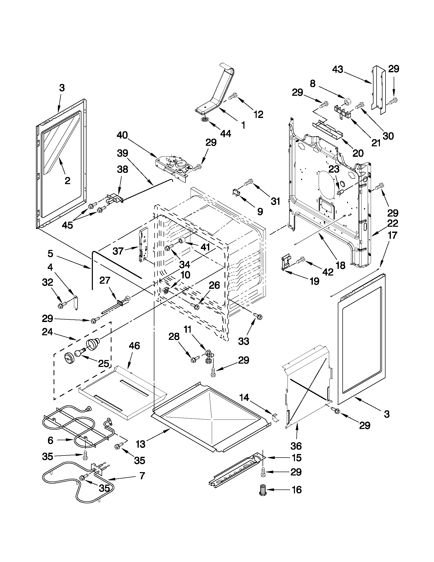 Whirlpool WFE366LVB0 chassis parts diagram