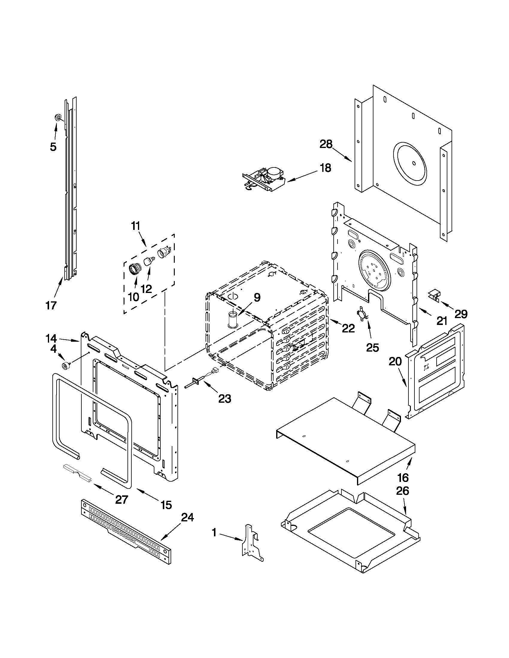 Whirlpool RBD275PVB02 upper oven parts diagram