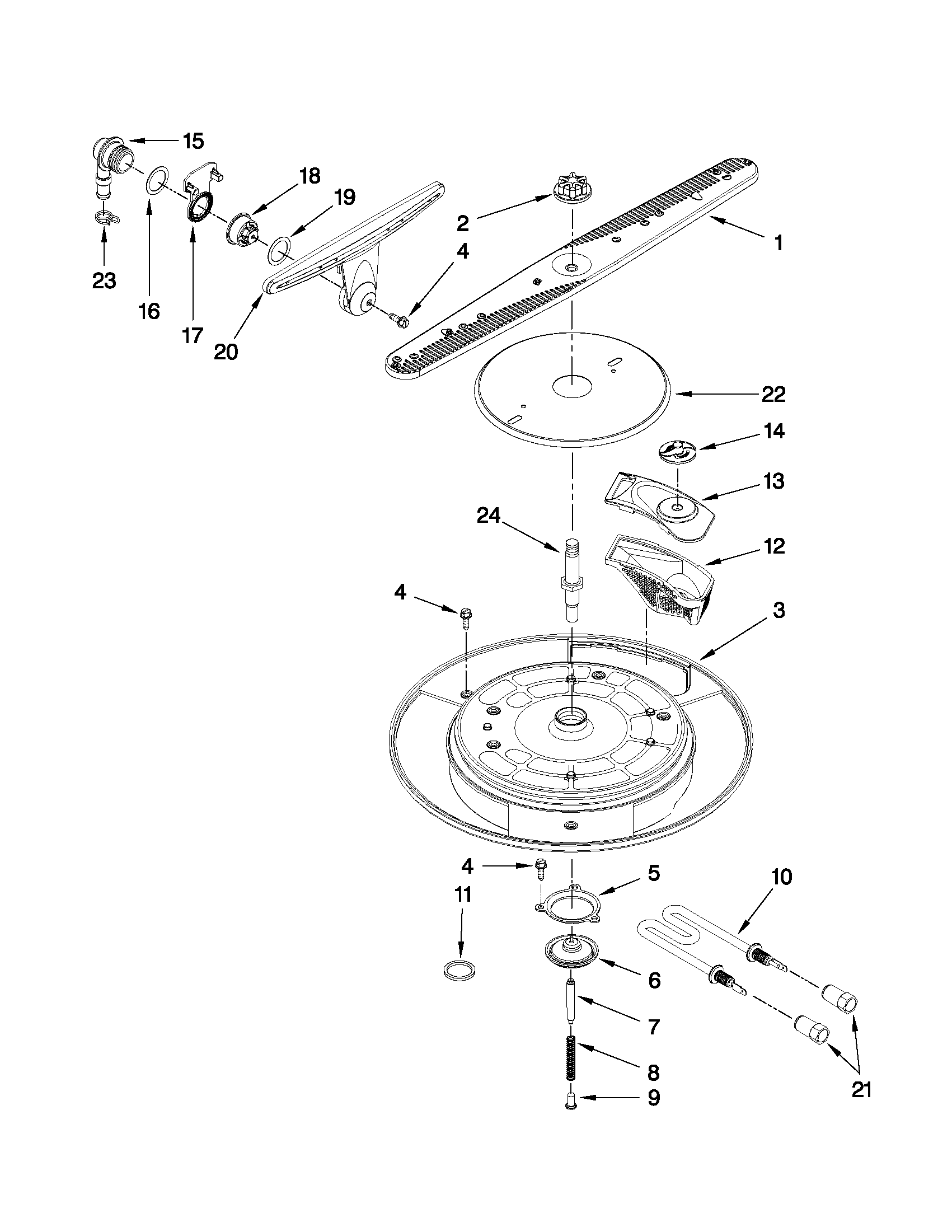 KitchenAid KUDD03DTBL3 wash system parts diagram