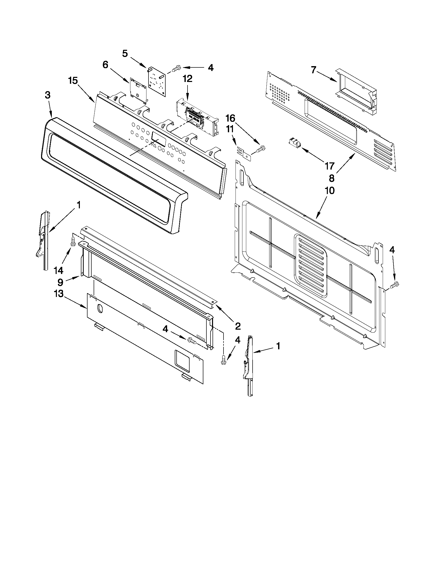 Whirlpool GFG464LVB2 control panel parts diagram