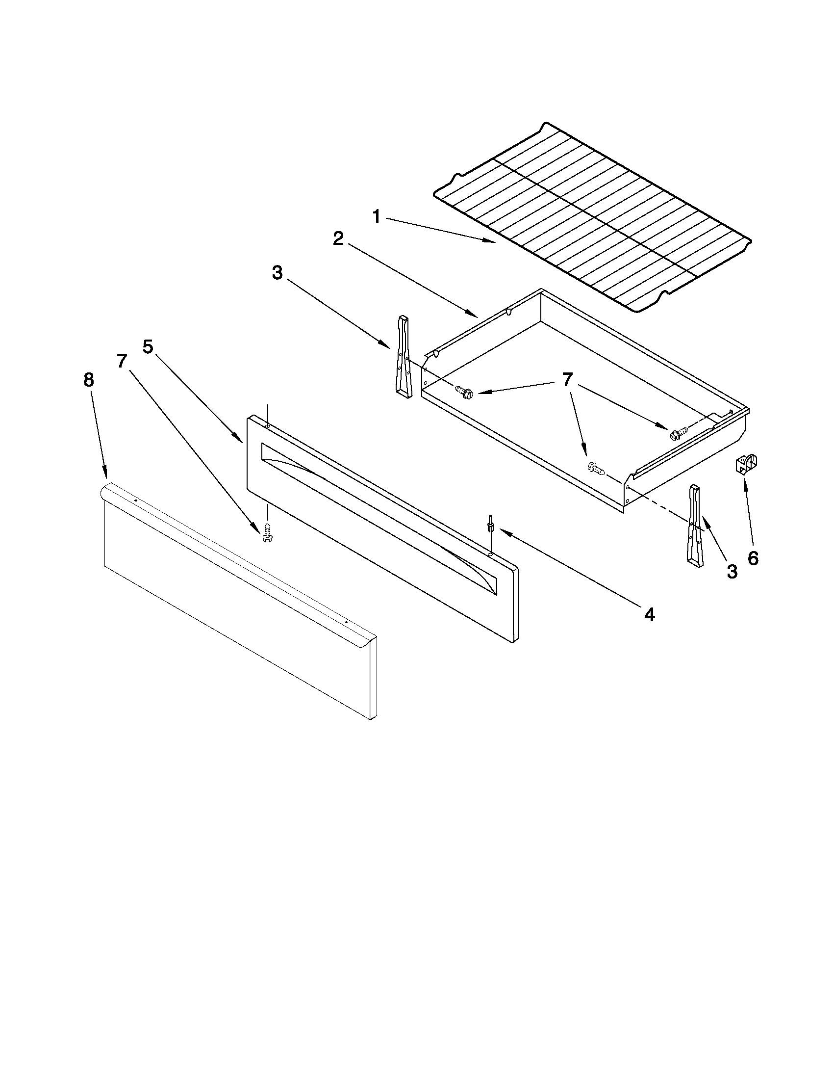 Whirlpool GFG464LVB2 drawer & broiler parts diagram