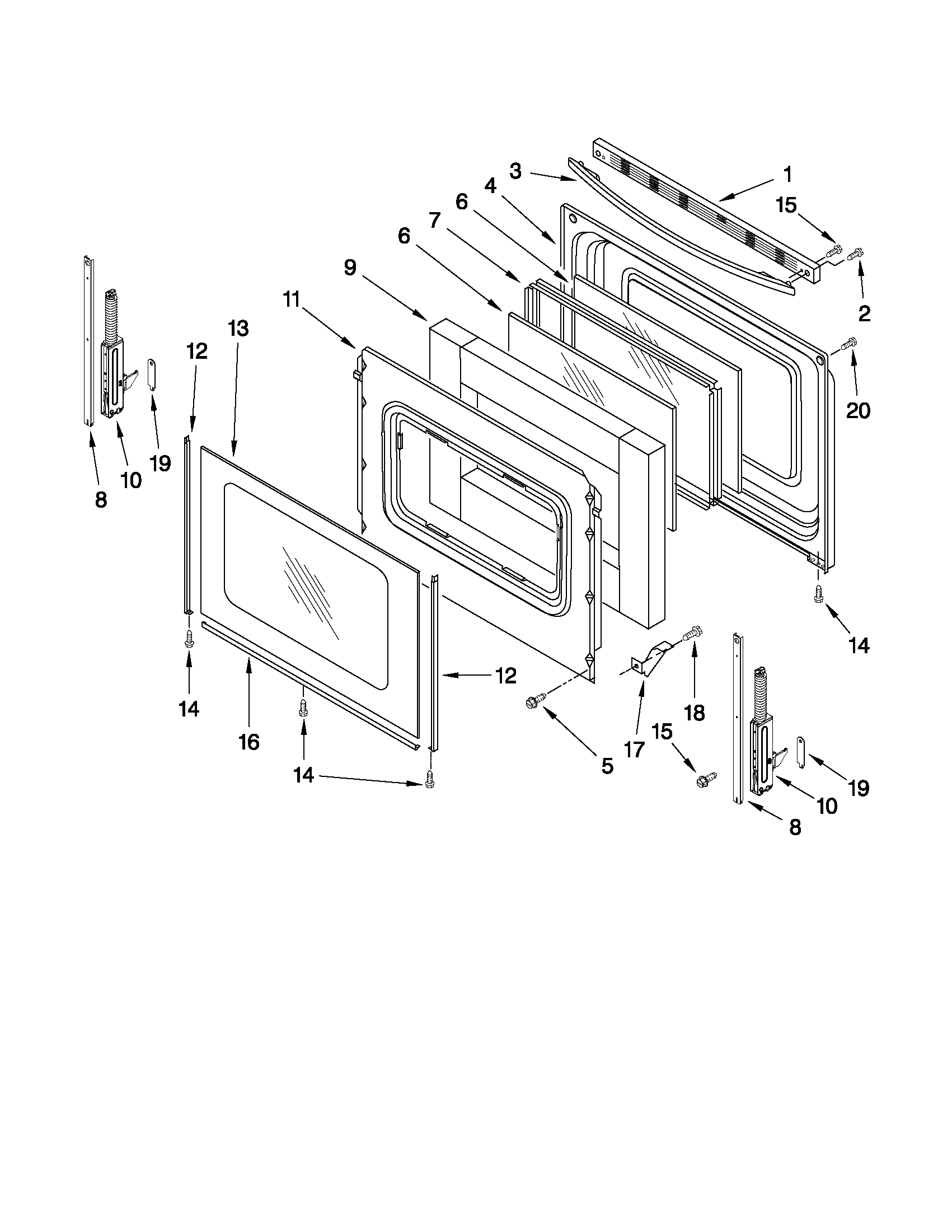Whirlpool GFG464LVB2 door parts diagram