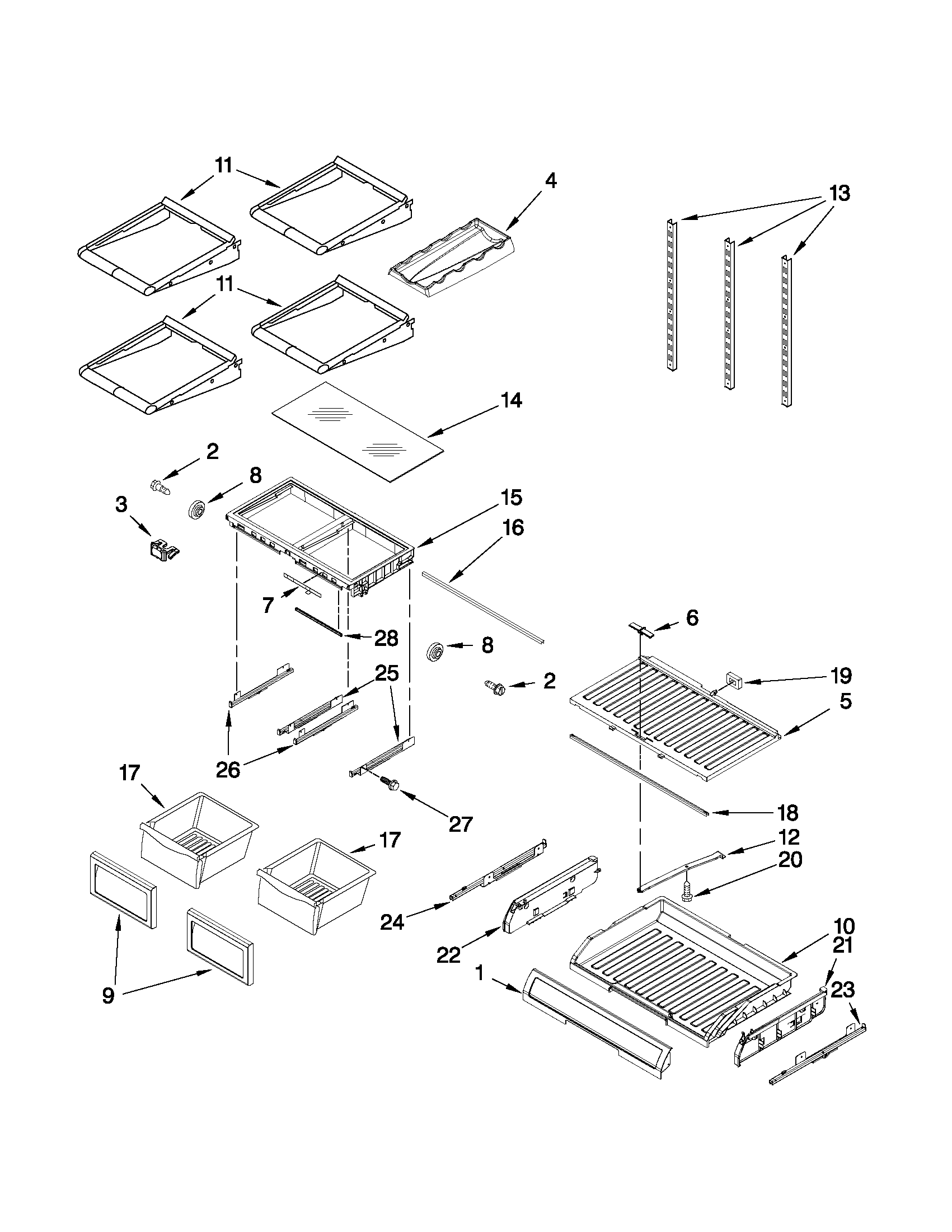 KitchenAid KFIL27CXMS2 shelf parts diagram