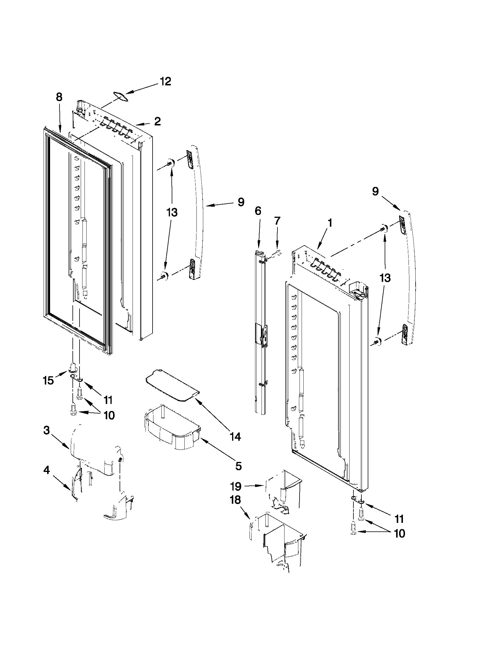 Whirlpool GX5FHTXVQ03 refrigerator door parts diagram