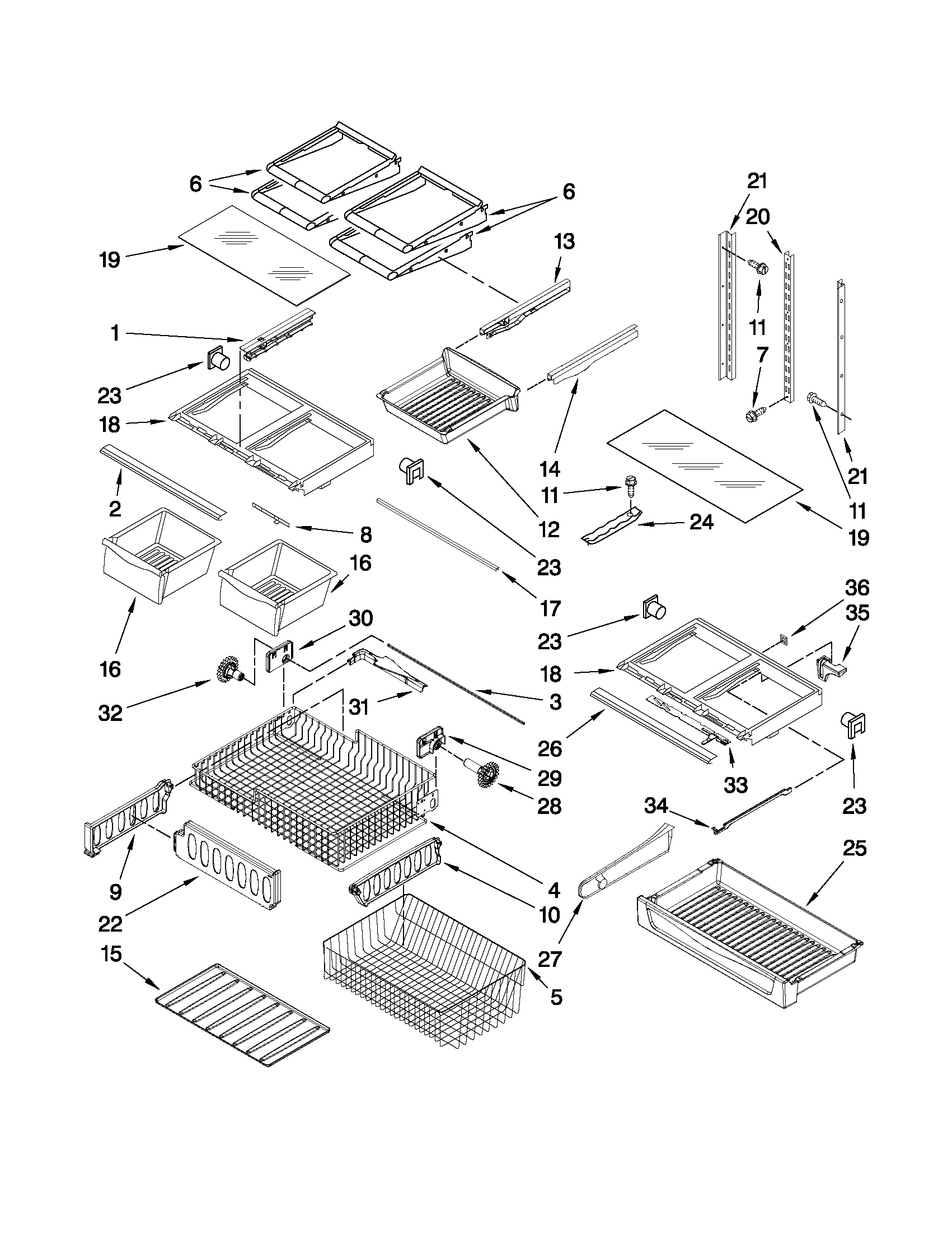 Whirlpool GX5FHTXVQ03 shelf parts diagram