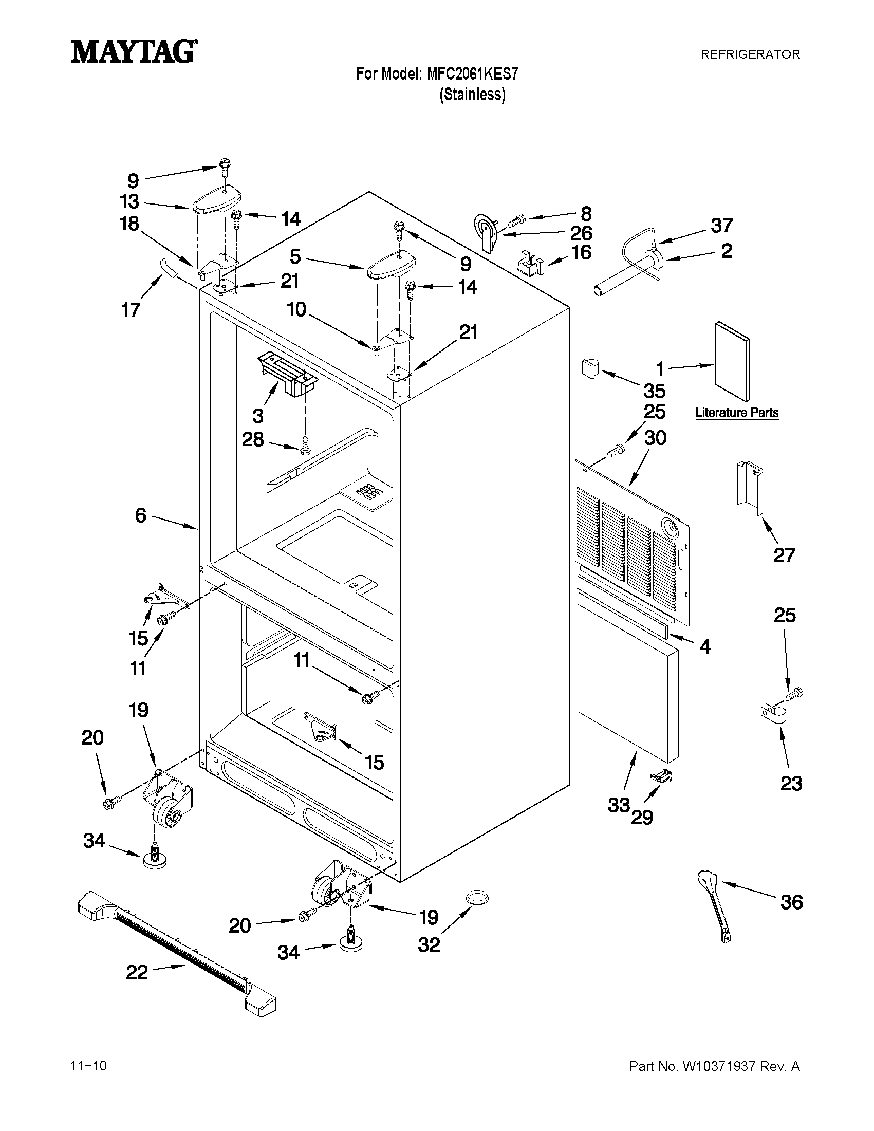 Maytag MFC2061KES7 cabinet parts diagram