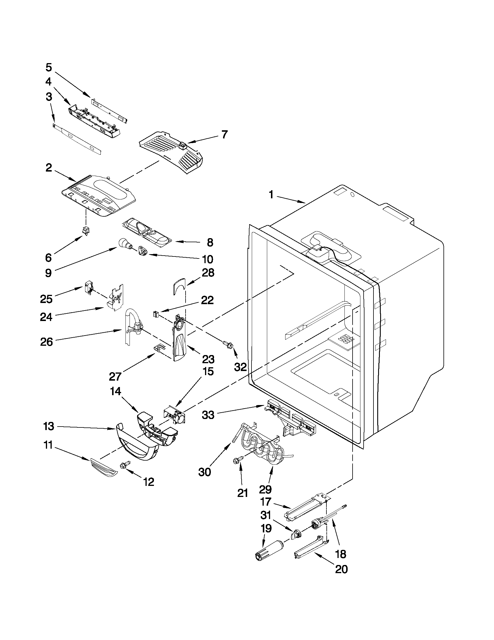 Maytag MFC2061KES7 refrigerator liner parts diagram