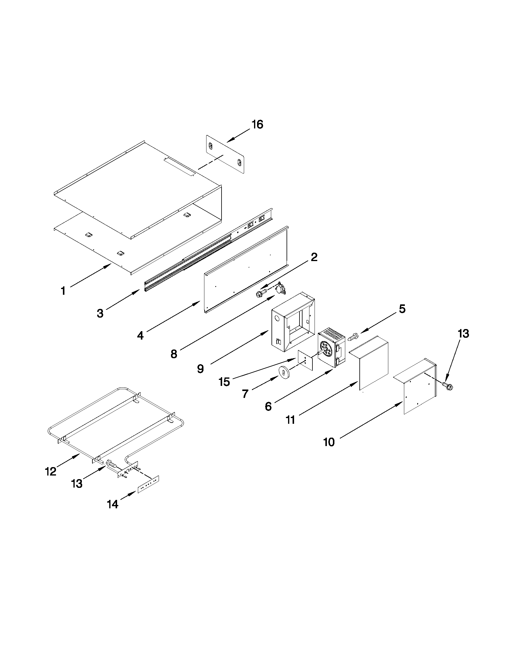 KitchenAid KEWS175SPA03 internal warming drawer parts diagram