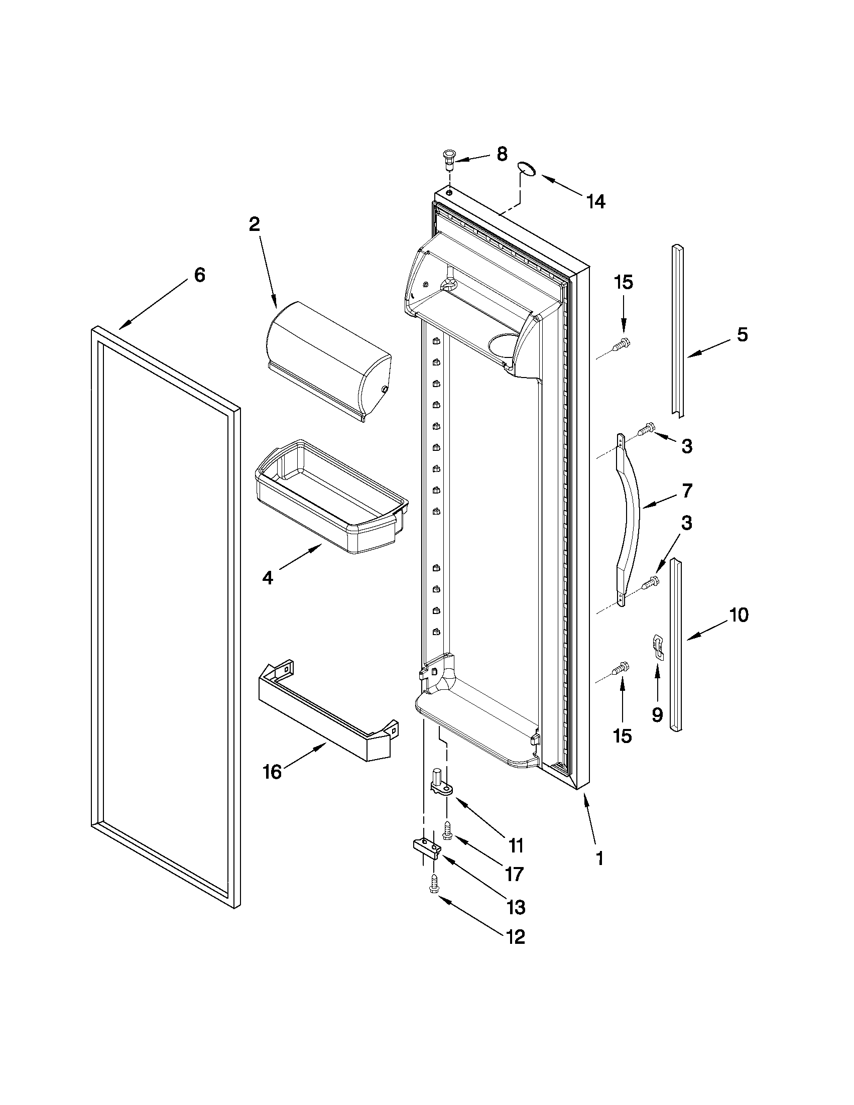 Whirlpool ED2CHQXVQ02 refrigerator door parts diagram