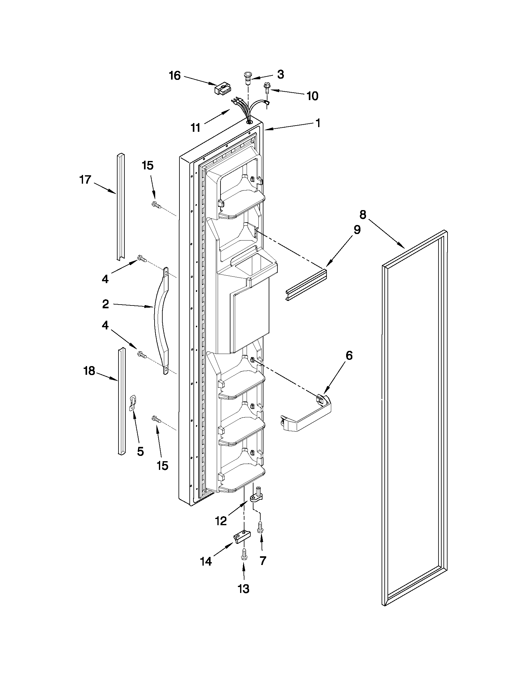 Whirlpool ED2CHQXVQ02 freezer door parts diagram