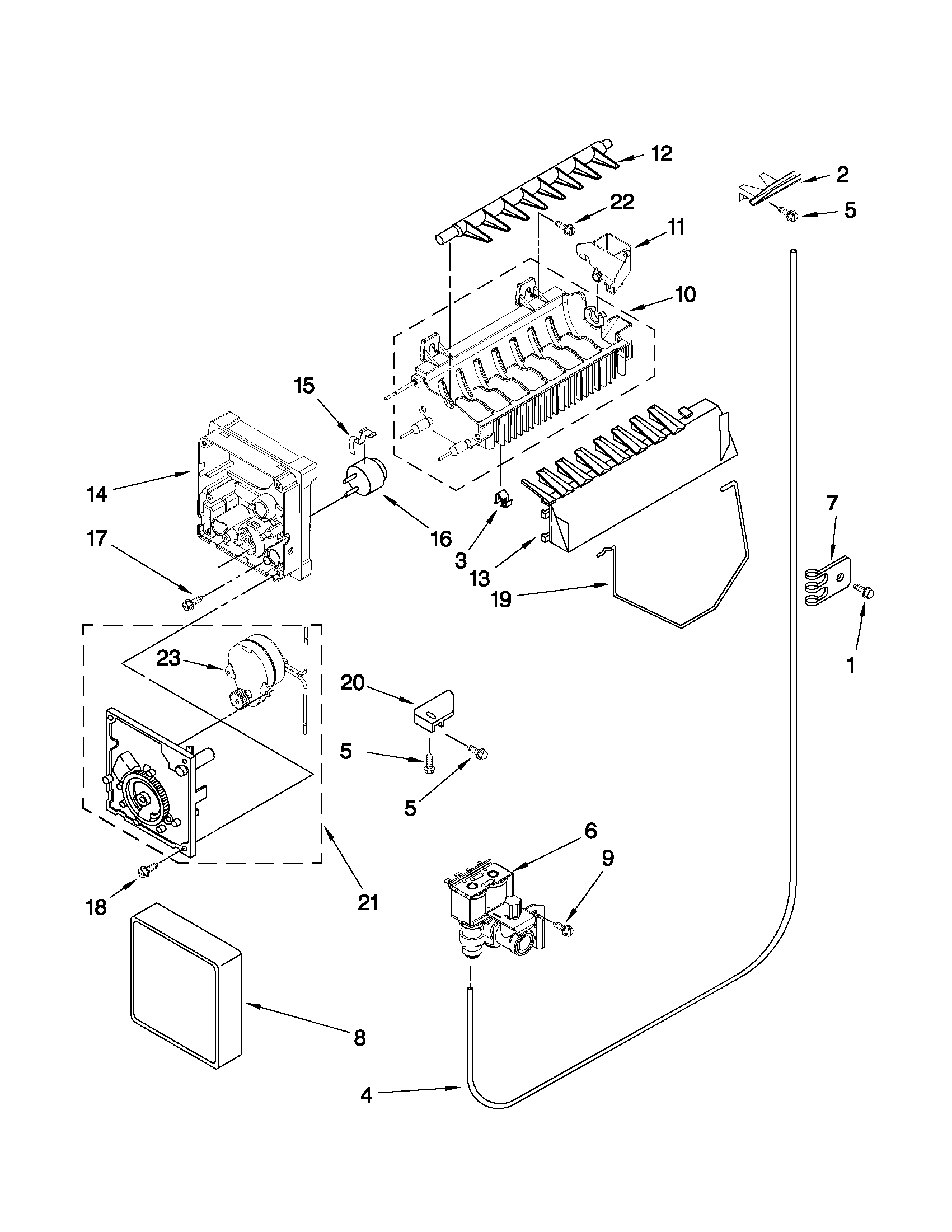 Whirlpool ED2CHQXVQ02 icemaker parts diagram