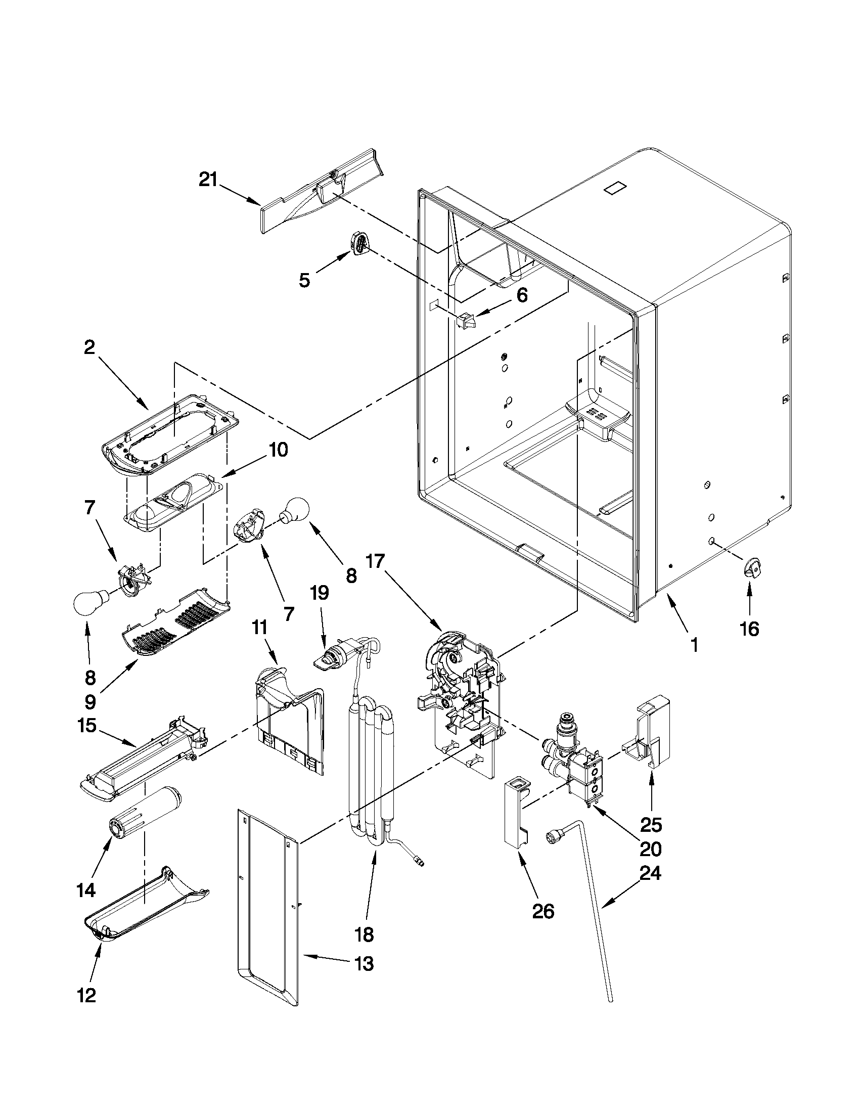 Whirlpool GI6FARXXF00 refrigerator liner parts diagram