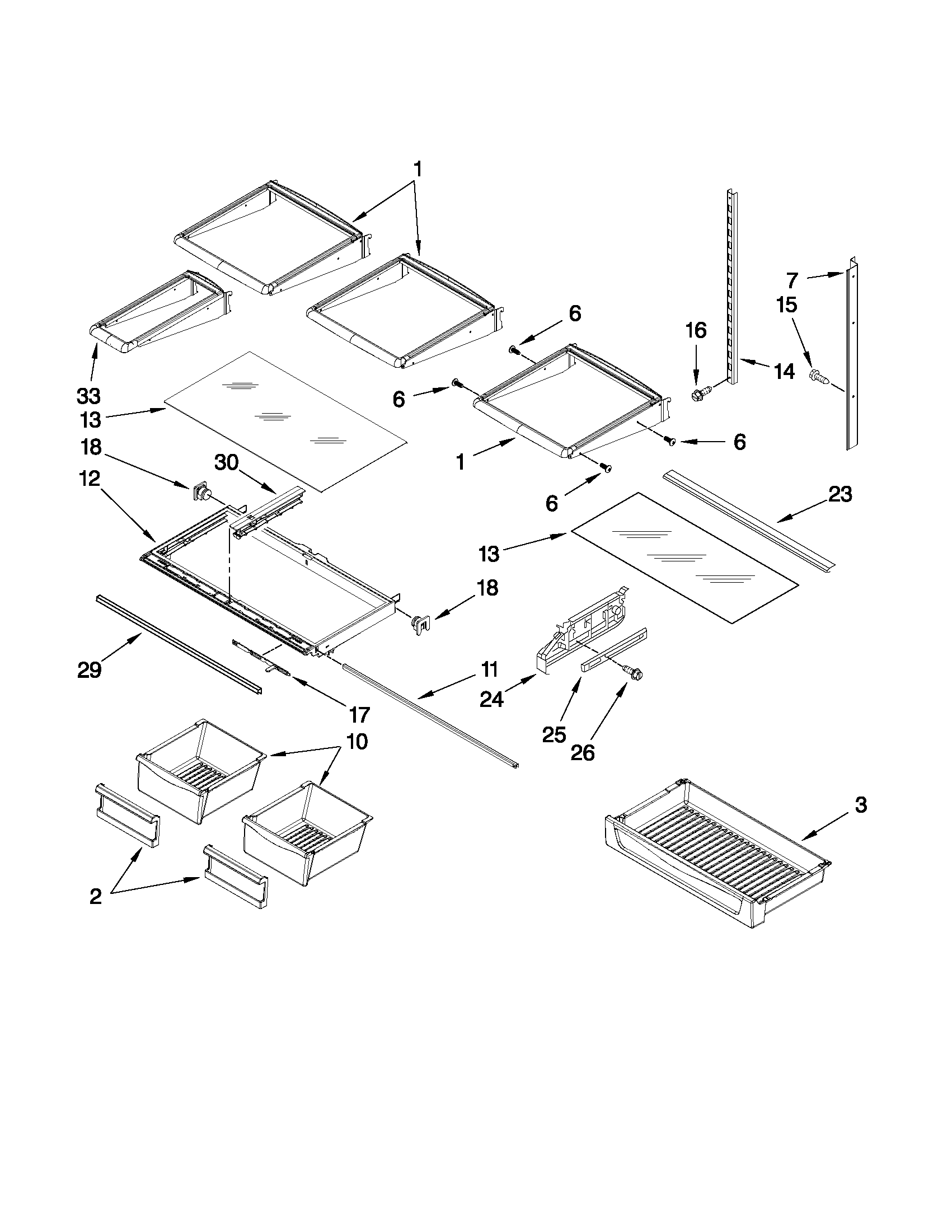 Whirlpool GI6FARXXF00 shelf parts diagram