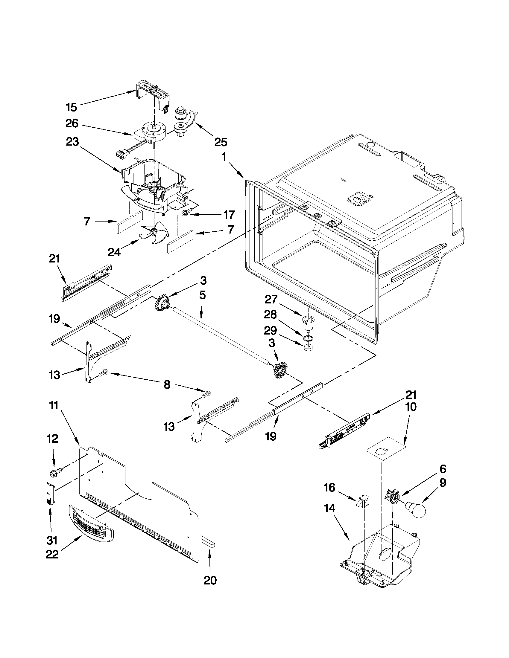 Whirlpool GI6FARXXF00 freezer liner parts diagram