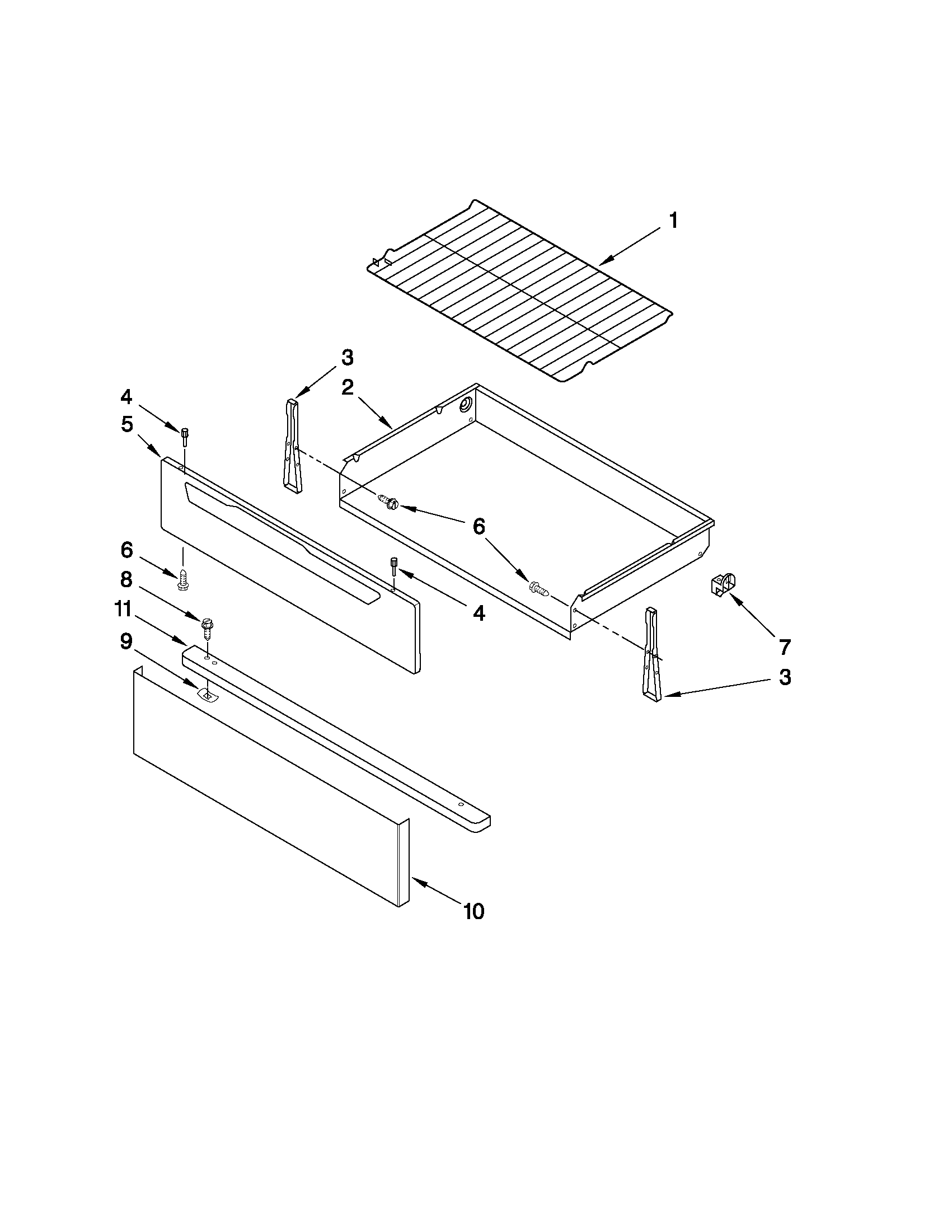 Amana AER5830VAS0 drawer & broiler parts diagram