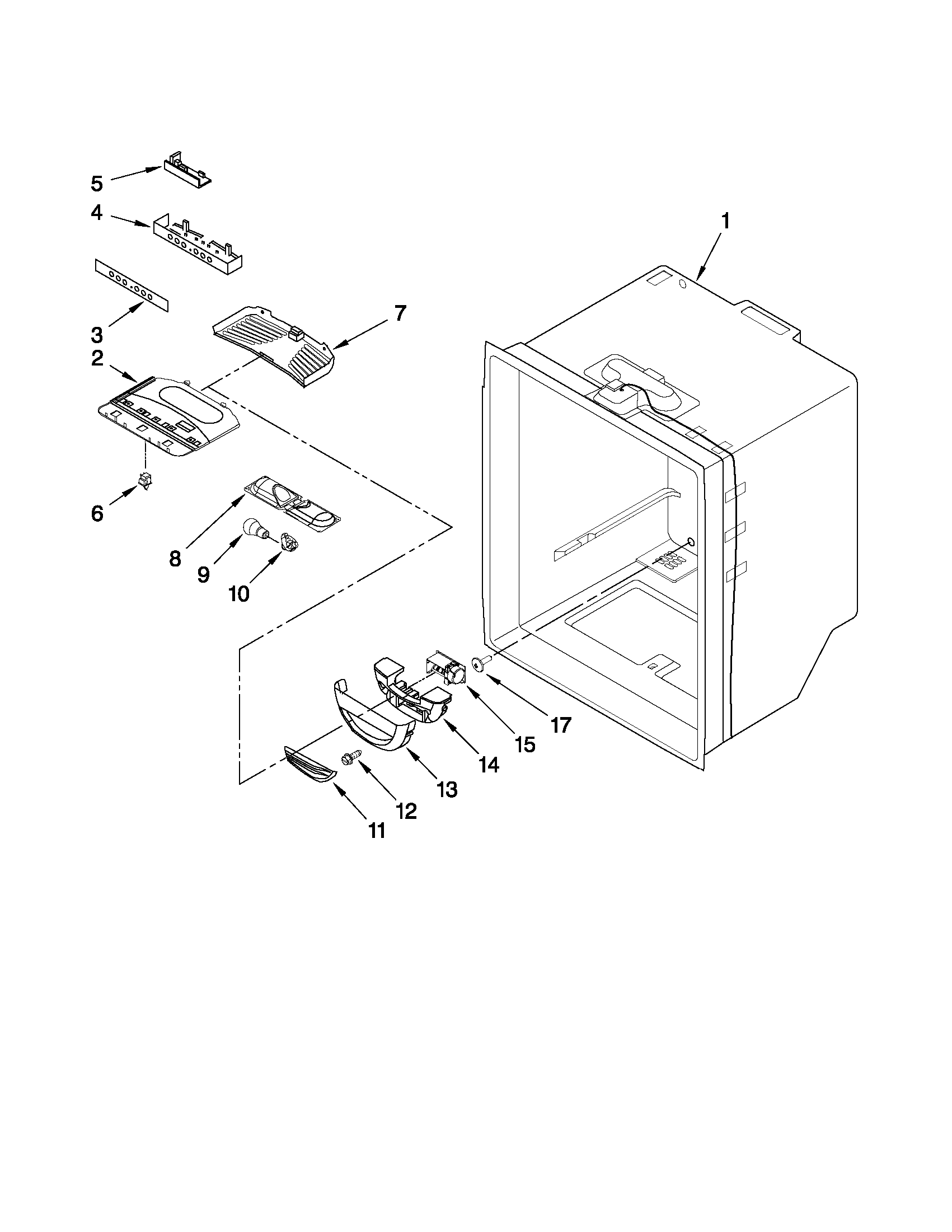 Maytag MBF2258XEB1 refrigerator liner parts diagram