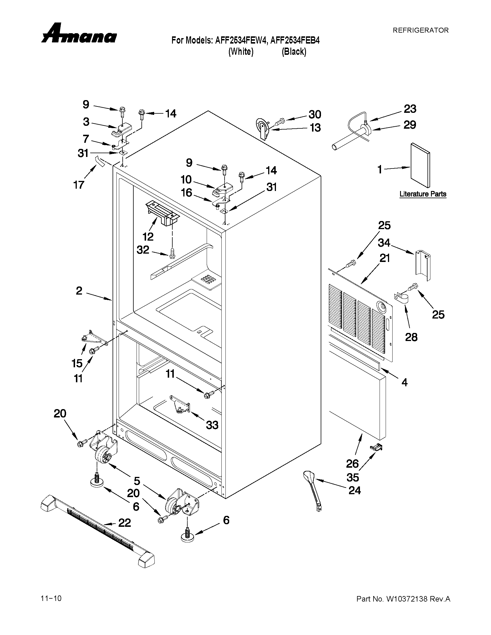 Amana AFF2534FEB4 cabinet parts diagram