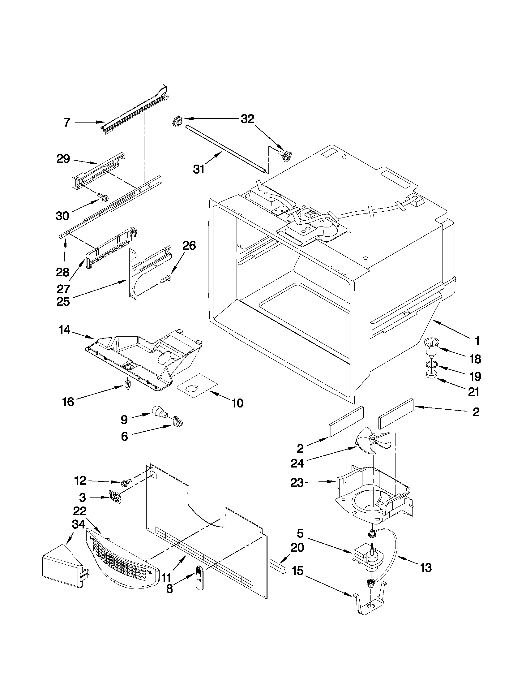 Amana AFF2534FEB4 freezer liner parts diagram