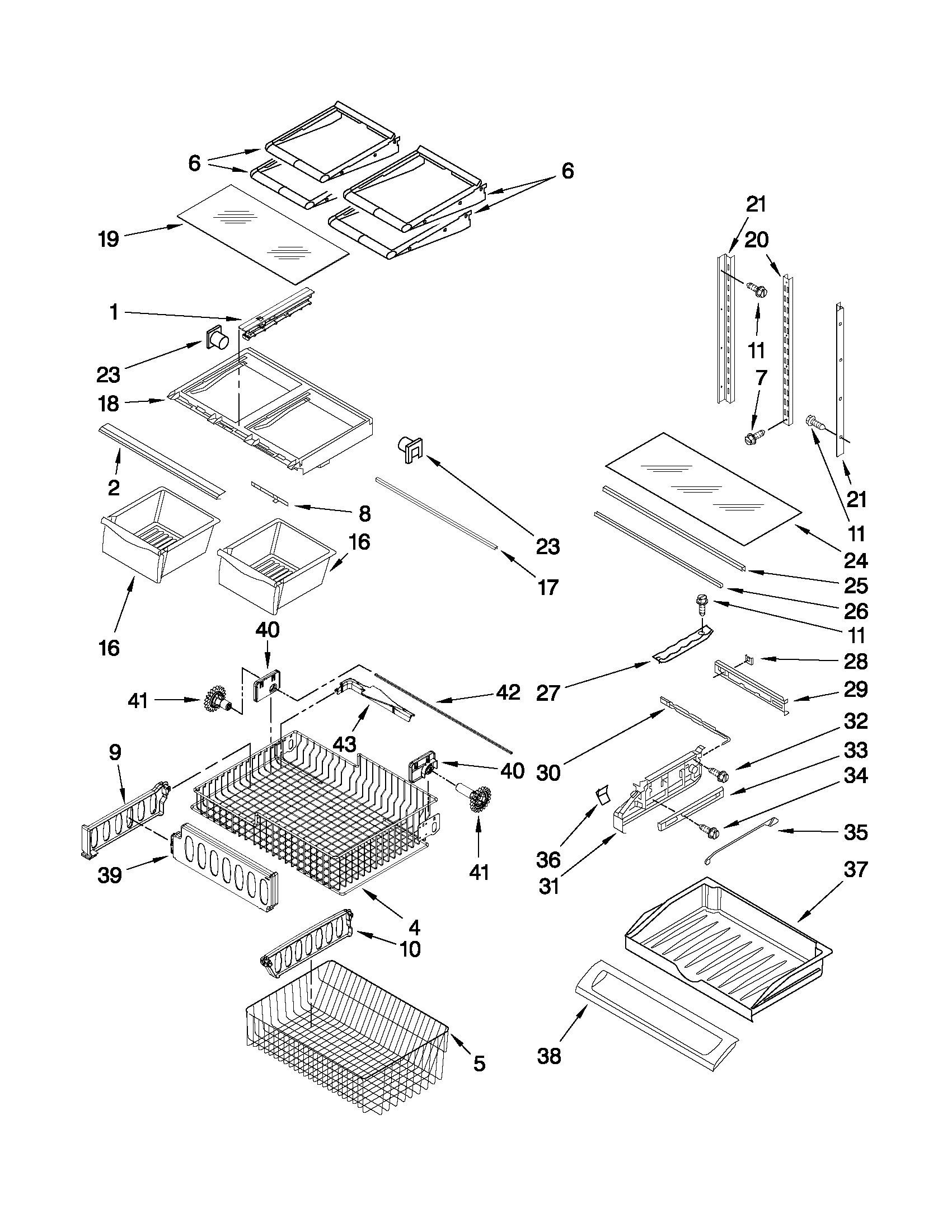 Amana AFF2534FEB4 shelf parts diagram