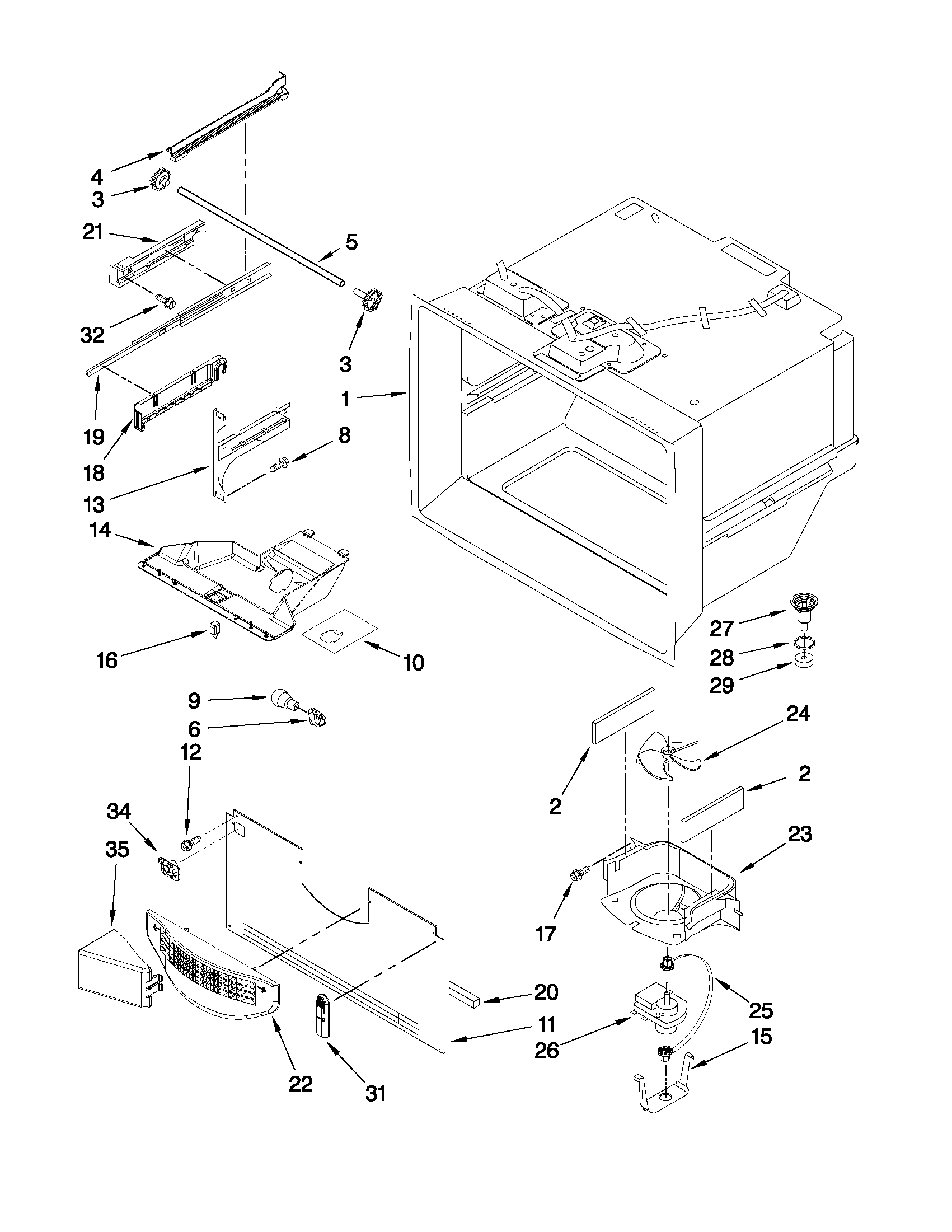 Jenn-Air JFC2089WTW2 freezer liner parts diagram
