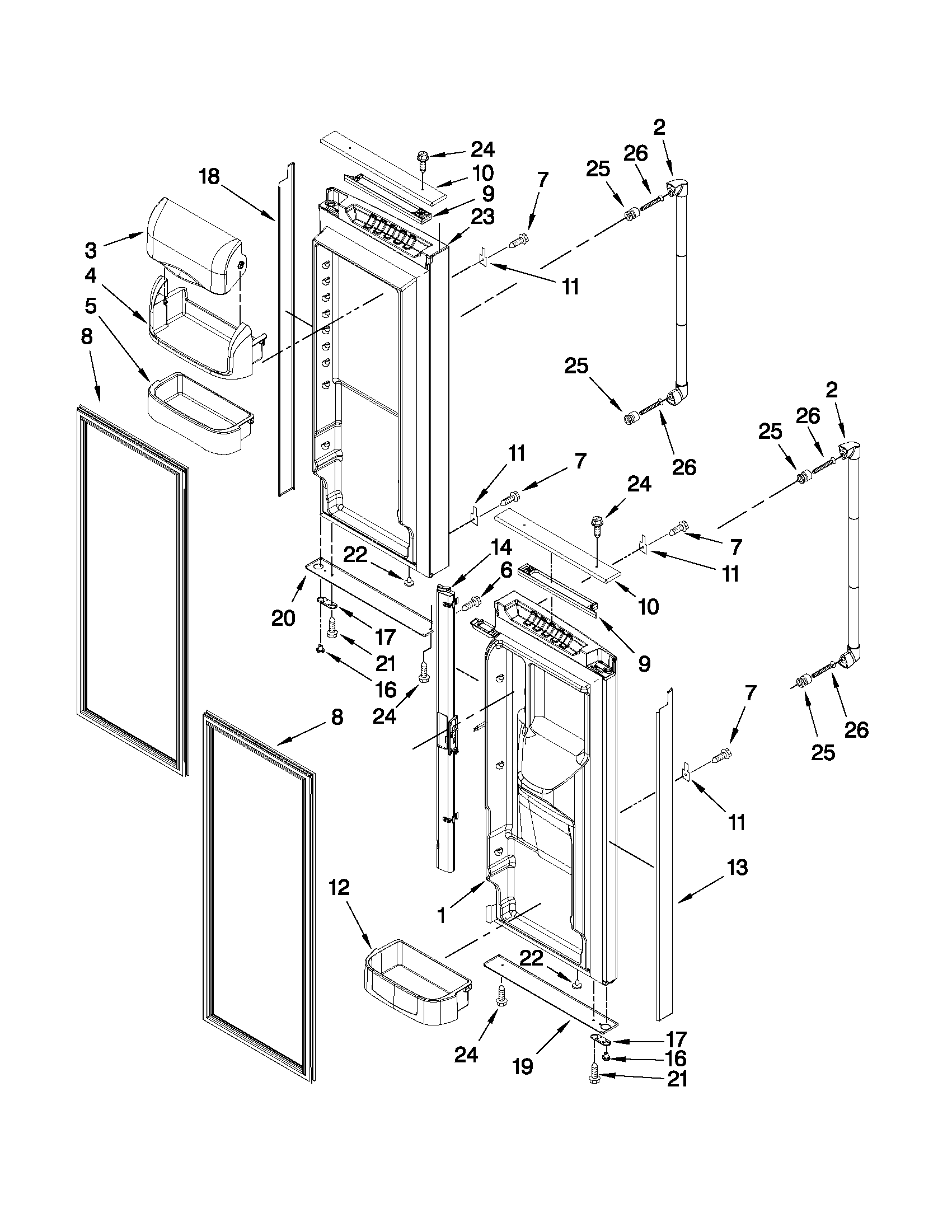 Jenn-Air JFC2089WTW2 refrigerator door parts diagram