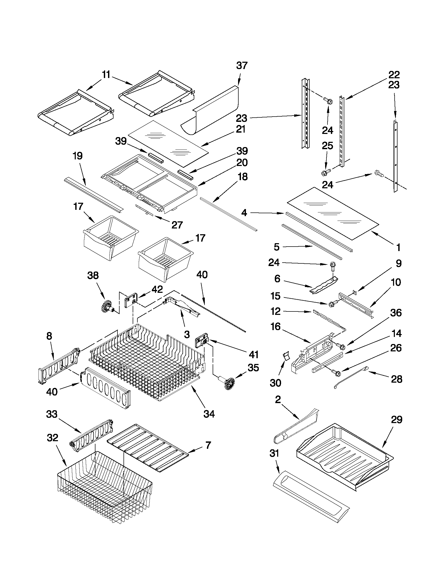 Jenn-Air JFC2089WTW2 shelf parts diagram