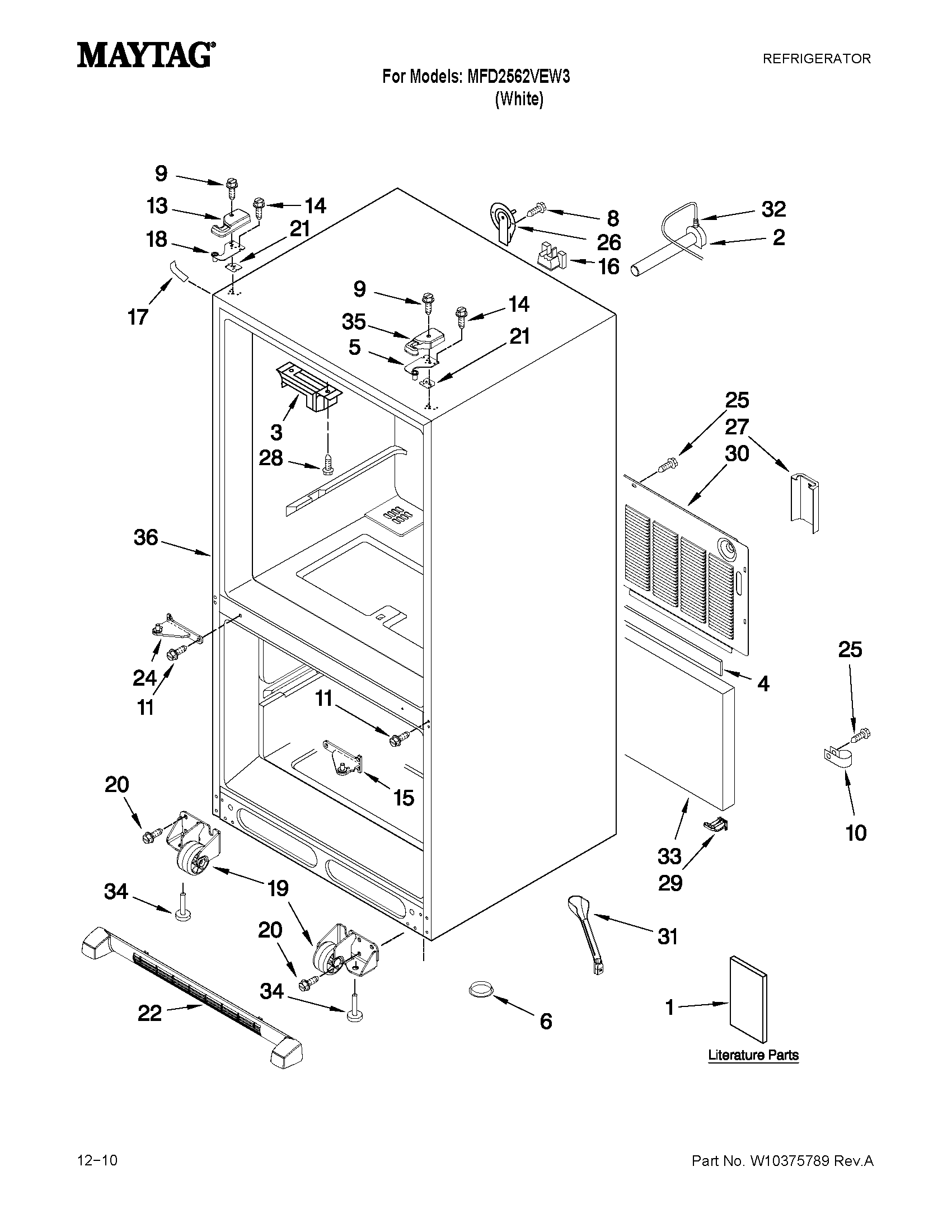 Maytag MFD2562VEW3 cabinet parts diagram